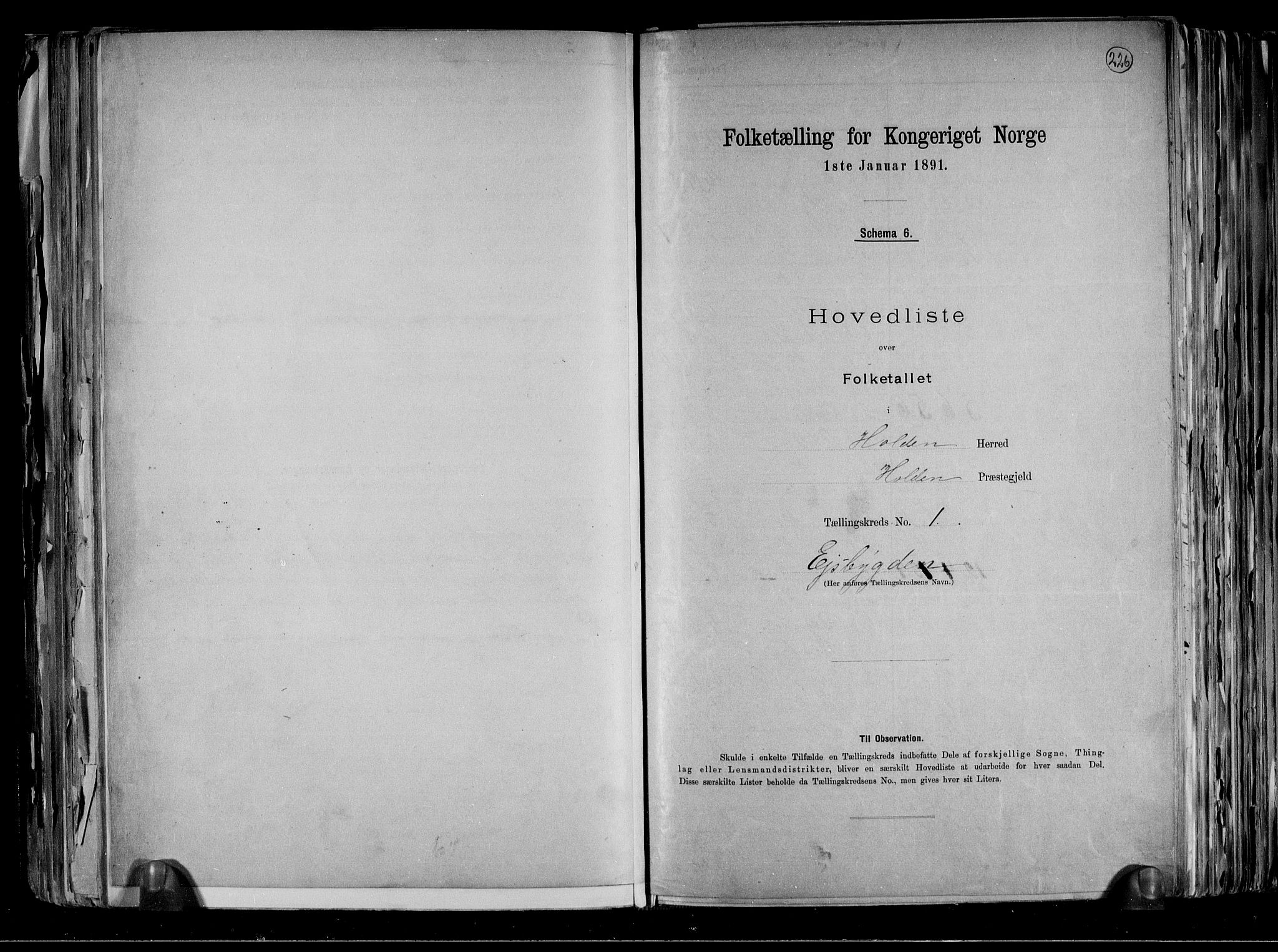 RA, Folketelling 1891 for 0819 Holla herred, 1891, s. 4