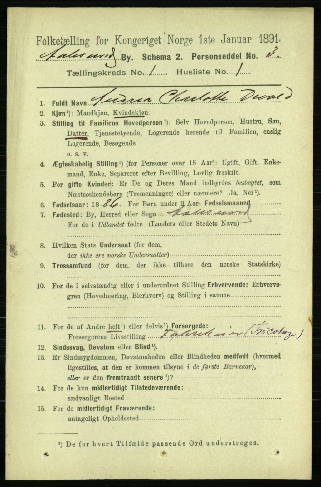 RA, Folketelling 1891 for 1501 Ålesund kjøpstad, 1891, s. 1171