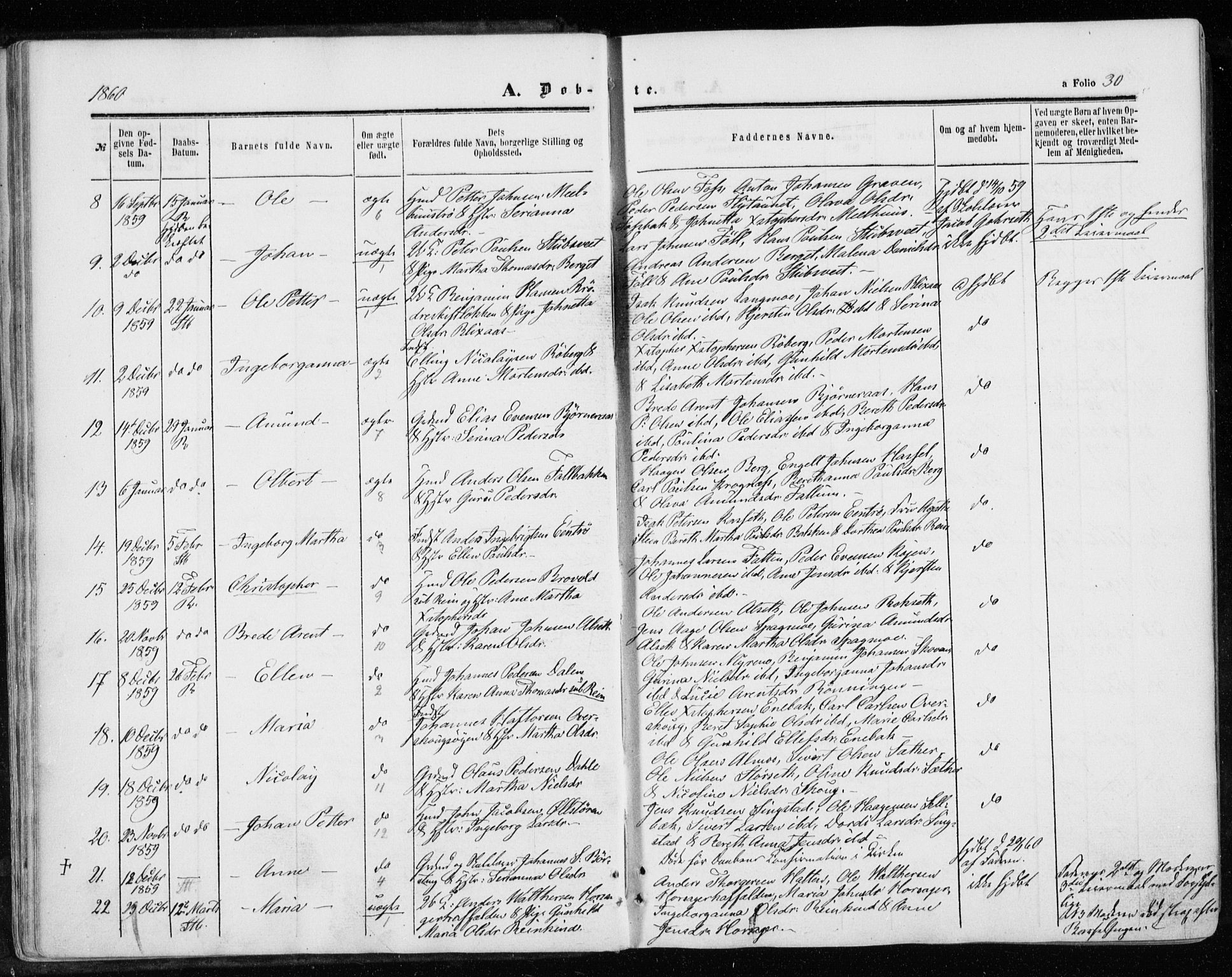 Ministerialprotokoller, klokkerbøker og fødselsregistre - Sør-Trøndelag, AV/SAT-A-1456/646/L0612: Ministerialbok nr. 646A10, 1858-1869, s. 30