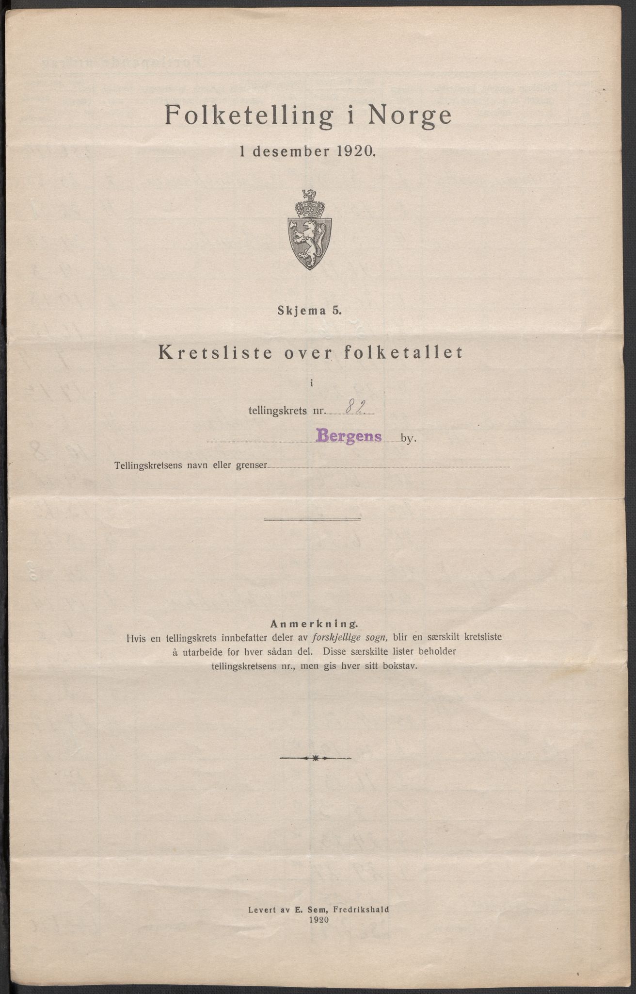 SAB, Folketelling 1920 for 1301 Bergen kjøpstad, 1920, s. 261