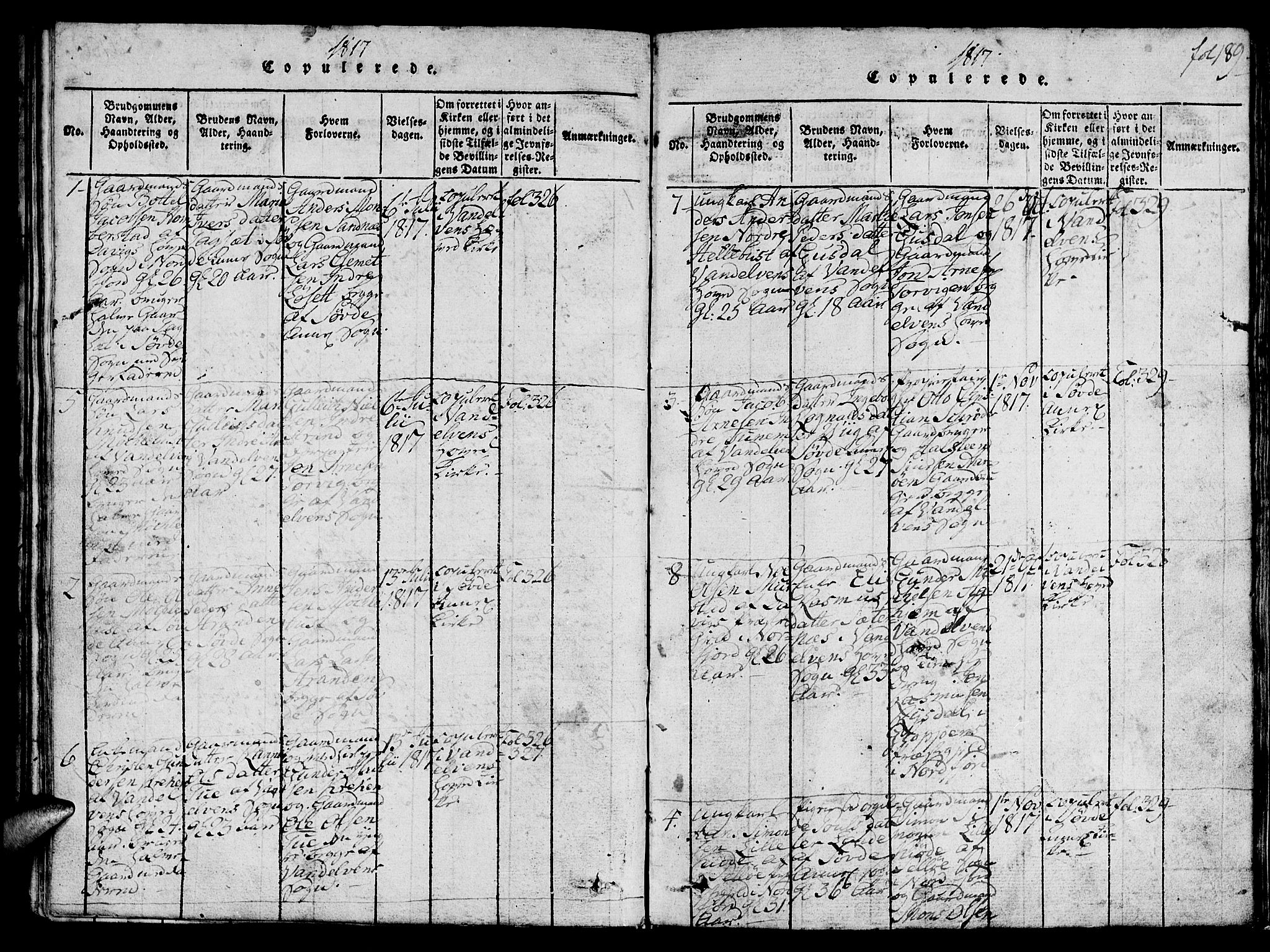 Ministerialprotokoller, klokkerbøker og fødselsregistre - Møre og Romsdal, SAT/A-1454/501/L0004: Ministerialbok nr. 501A04, 1816-1831, s. 189