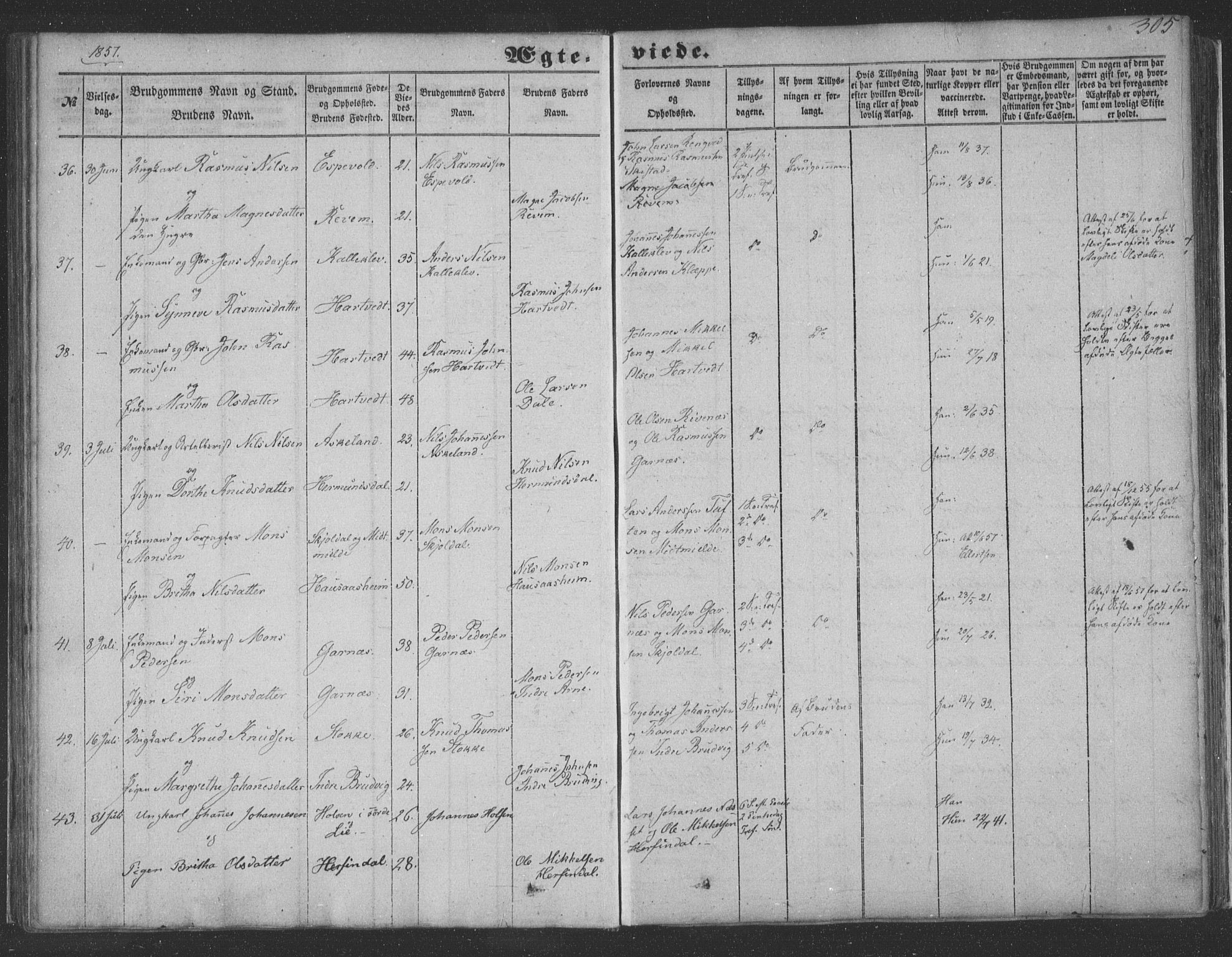 Haus sokneprestembete, AV/SAB-A-75601/H/Haa: Ministerialbok nr. A 16 II, 1848-1857, s. 305