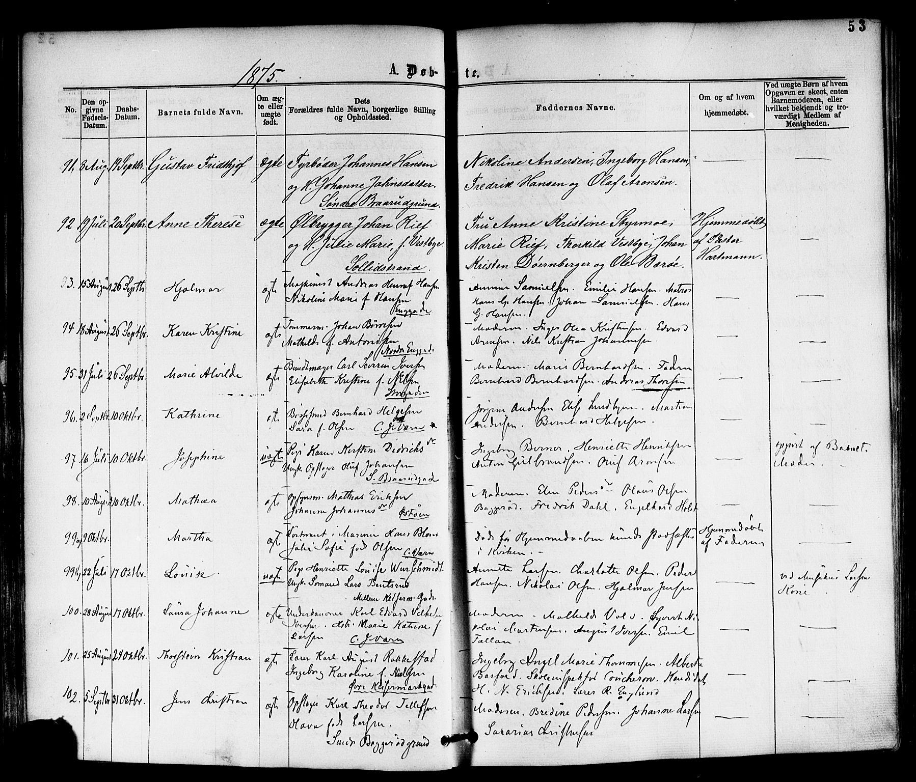 Horten kirkebøker, AV/SAKO-A-348/F/Fa/L0002: Ministerialbok nr. 2, 1872-1877, s. 53