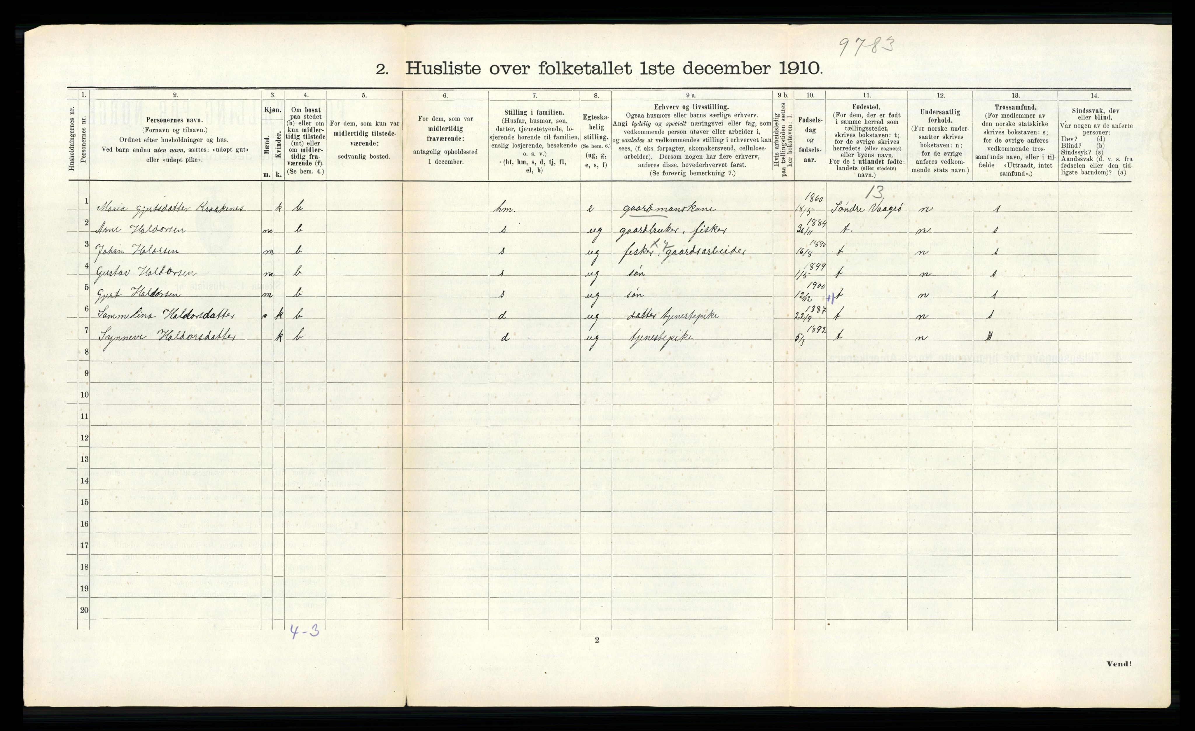 RA, Folketelling 1910 for 1440 Nord-Vågsøy herred, 1910, s. 272