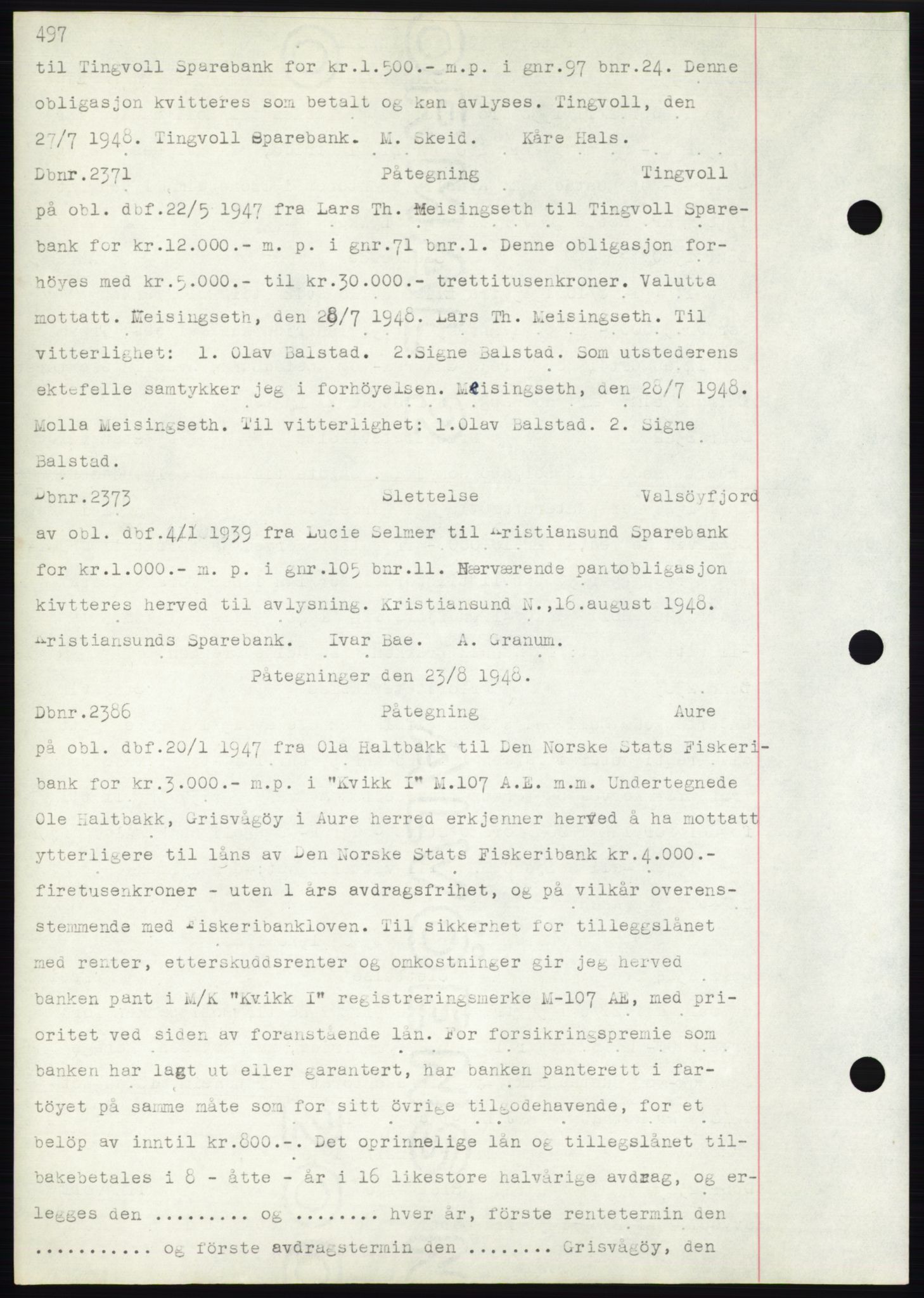 Nordmøre sorenskriveri, SAT/A-4132/1/2/2Ca: Pantebok nr. C82b, 1946-1951, Dagboknr: 2371/1948