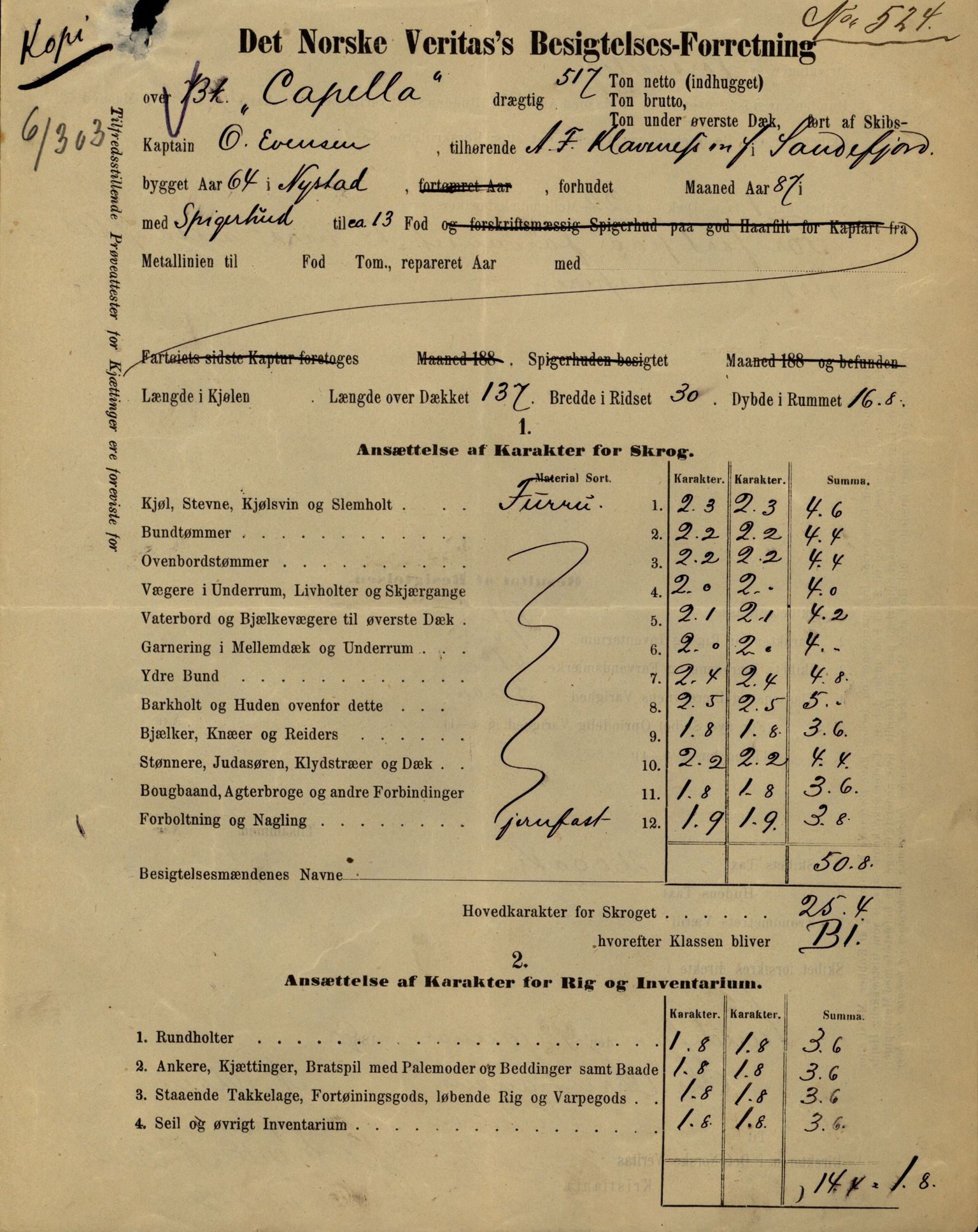 Pa 63 - Østlandske skibsassuranceforening, VEMU/A-1079/G/Ga/L0029/0002: Havaridokumenter / Johanne, Ocean, Capella, Columbus, Castro, 1892, s. 25