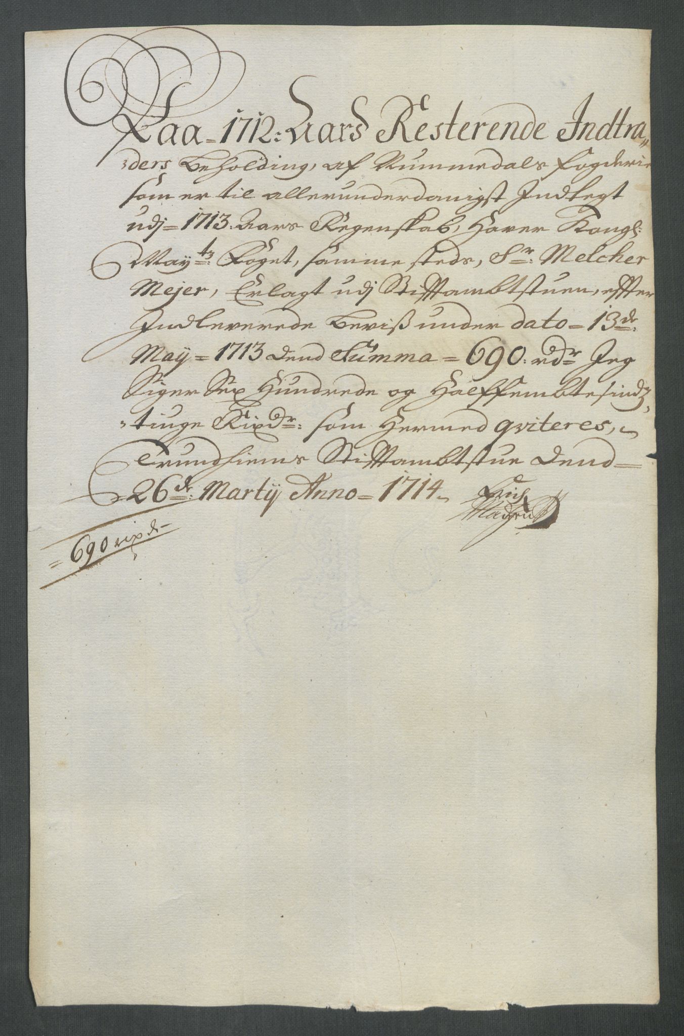 Rentekammeret inntil 1814, Reviderte regnskaper, Fogderegnskap, RA/EA-4092/R64/L4434: Fogderegnskap Namdal, 1713, s. 247