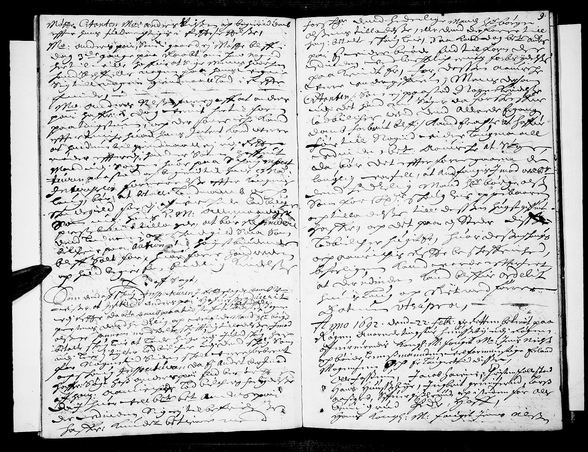 Lier, Røyken og Hurum sorenskriveri, AV/SAKO-A-89/F/Fa/L0033: Tingbok, 1692, s. 9