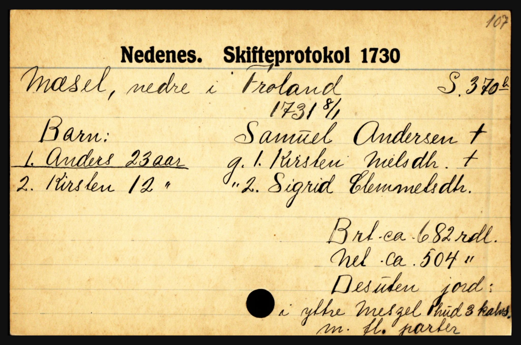 Nedenes sorenskriveri før 1824, AV/SAK-1221-0007/H, s. 20593