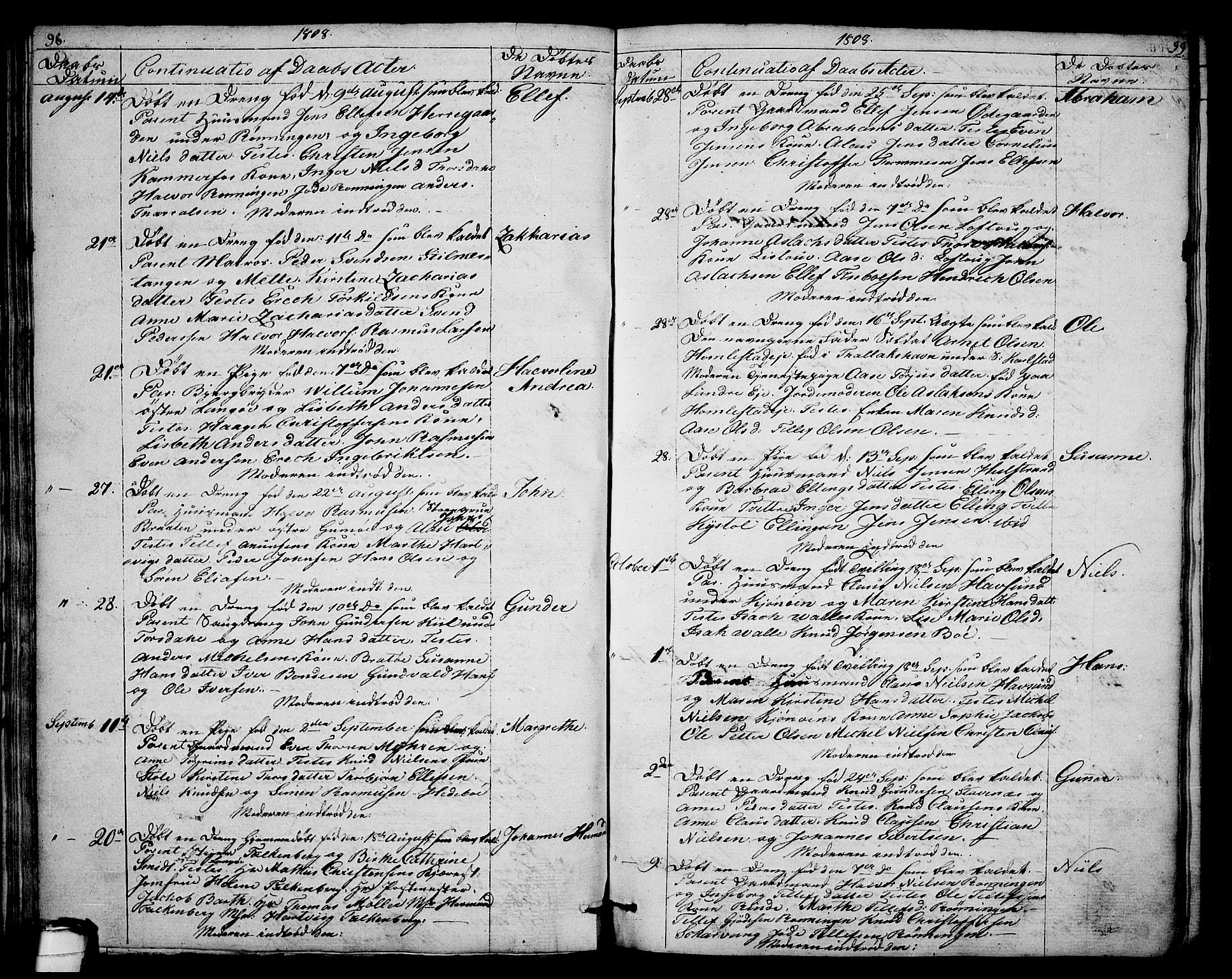 Sannidal kirkebøker, AV/SAKO-A-296/F/Fa/L0003: Ministerialbok nr. 3, 1803-1813, s. 98-99