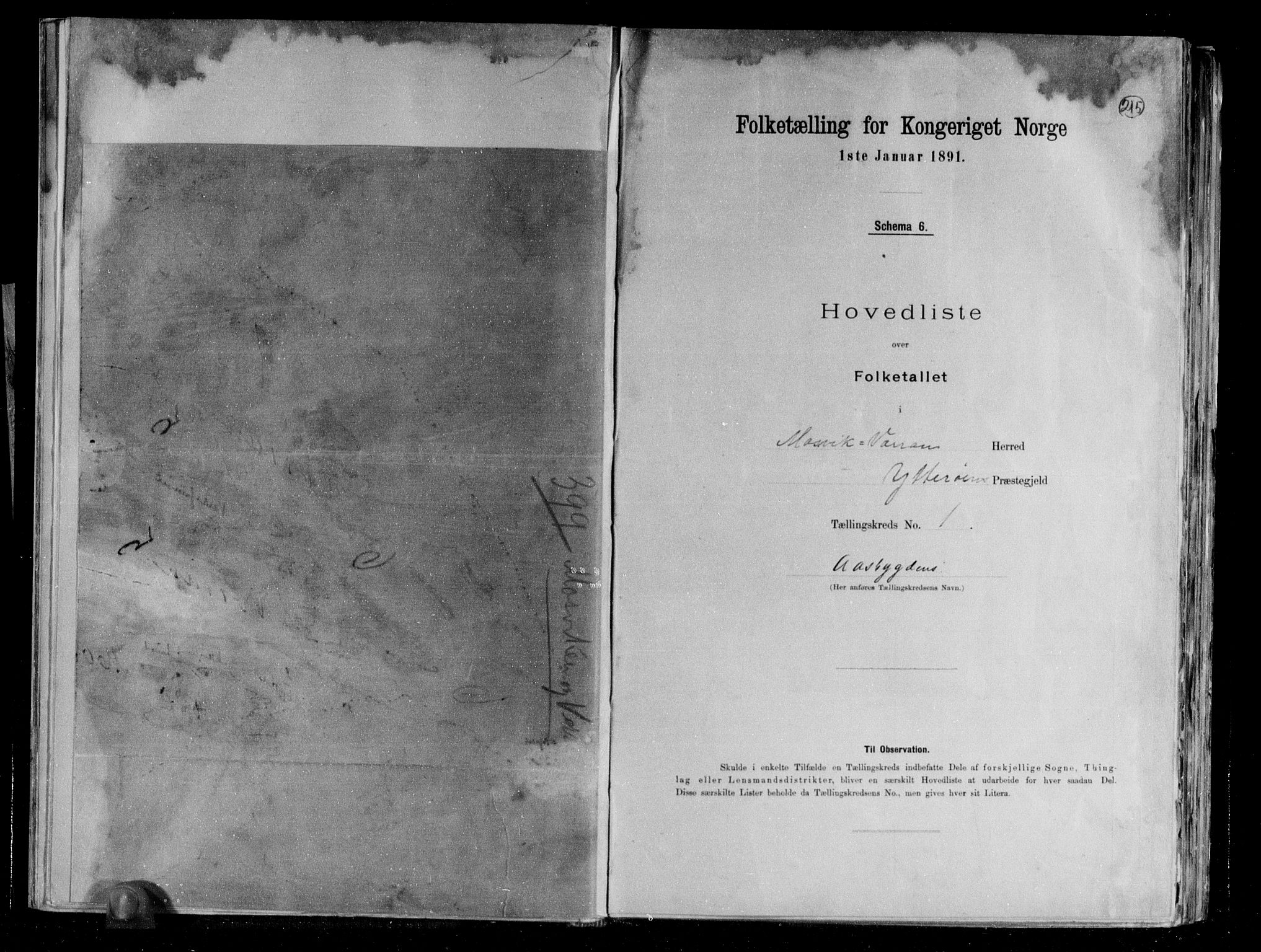 RA, Folketelling 1891 for 1723 Mosvik og Verran herred, 1891, s. 6