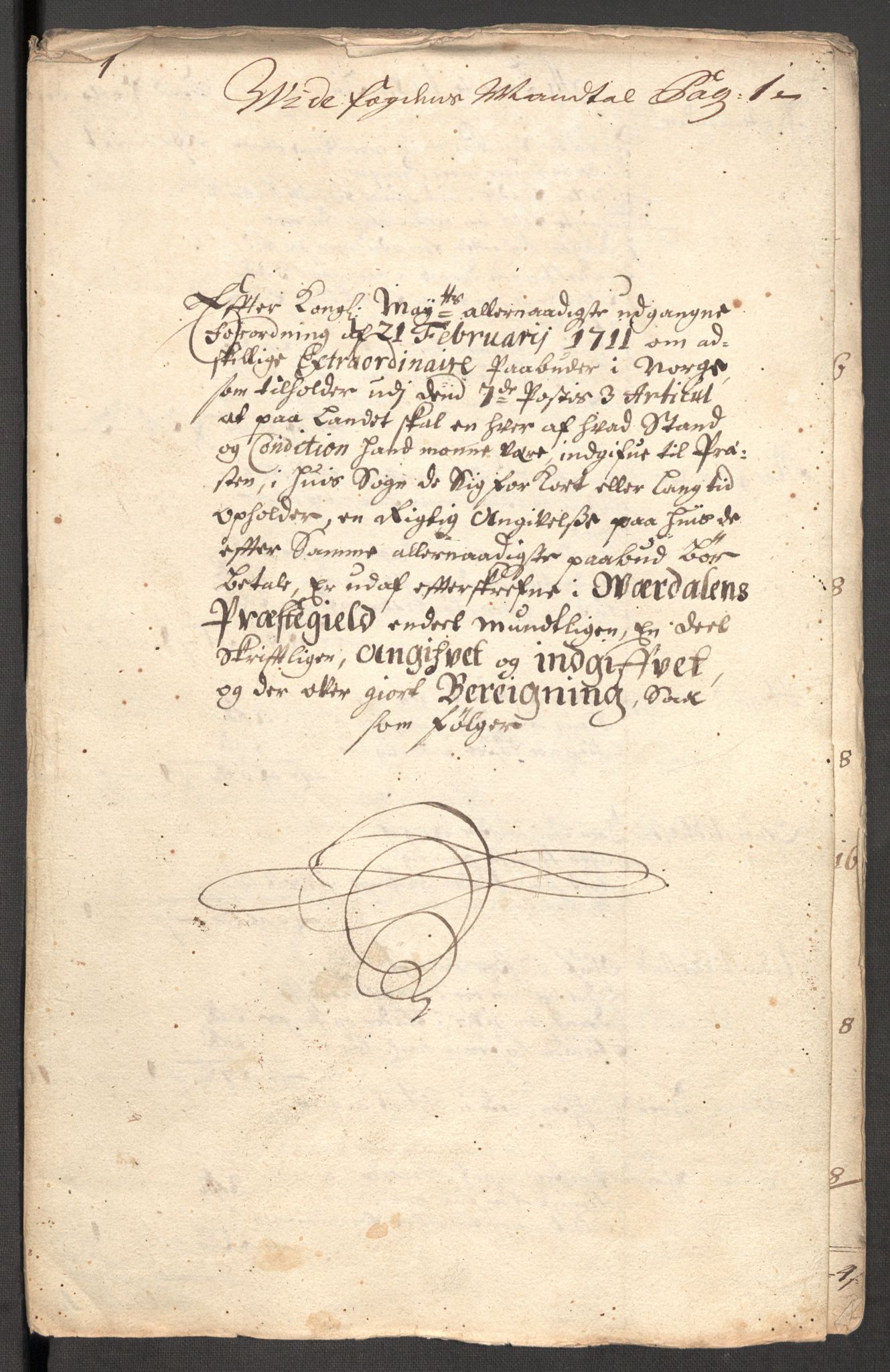 Rentekammeret inntil 1814, Reviderte regnskaper, Fogderegnskap, RA/EA-4092/R62/L4201: Fogderegnskap Stjørdal og Verdal, 1711, s. 415