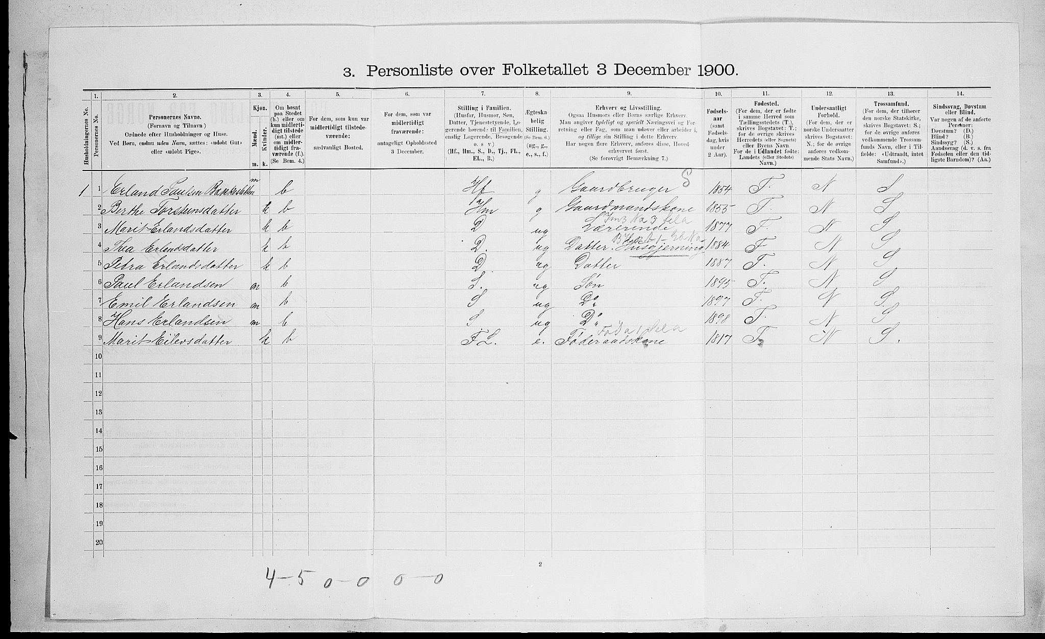 SAH, Folketelling 1900 for 0518 Nord-Fron herred, 1900, s. 339