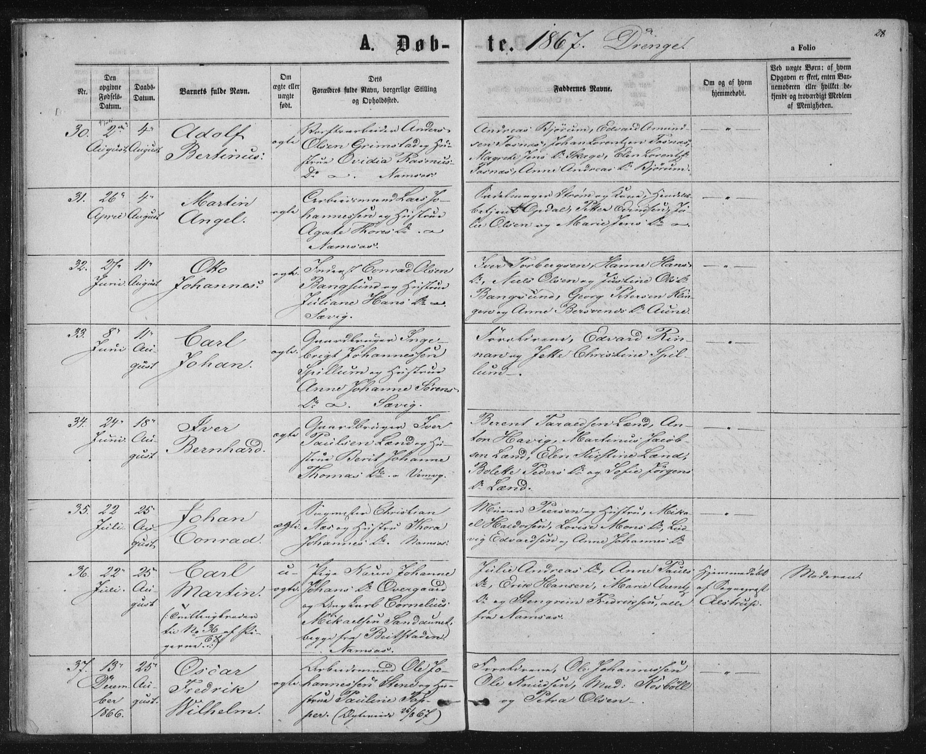 Ministerialprotokoller, klokkerbøker og fødselsregistre - Nord-Trøndelag, SAT/A-1458/768/L0570: Ministerialbok nr. 768A05, 1865-1874, s. 28