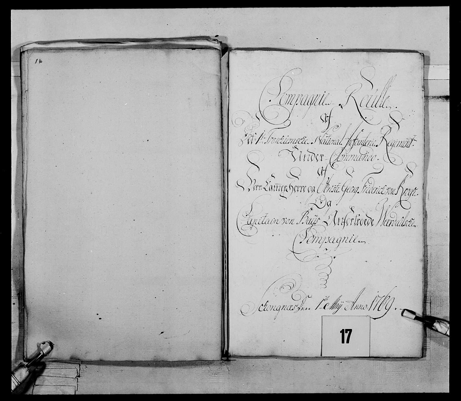 Generalitets- og kommissariatskollegiet, Det kongelige norske kommissariatskollegium, RA/EA-5420/E/Eh/L0070: 1. Trondheimske nasjonale infanteriregiment, 1764-1769, s. 188