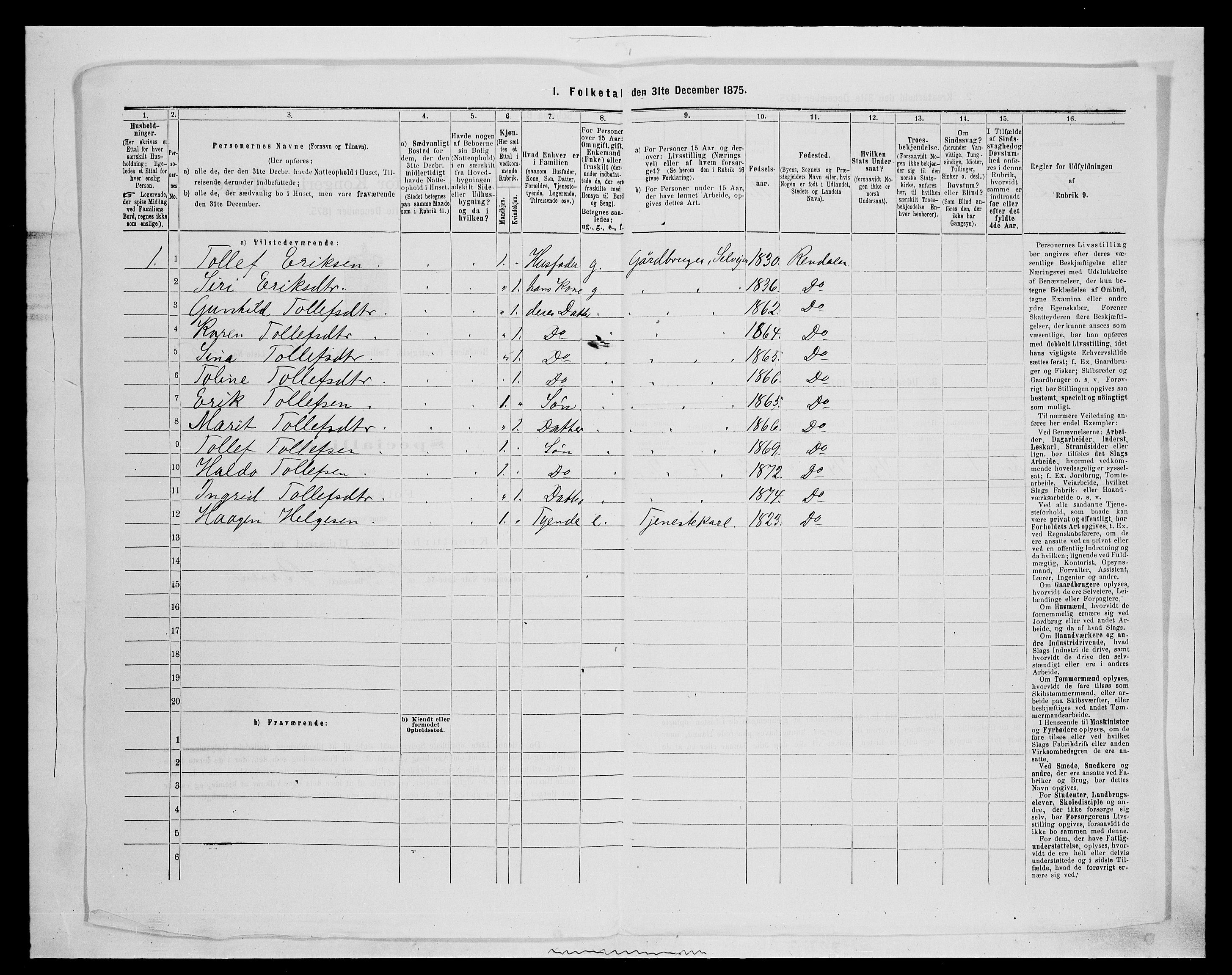 SAH, Folketelling 1875 for 0432P Rendalen prestegjeld, 1875, s. 590