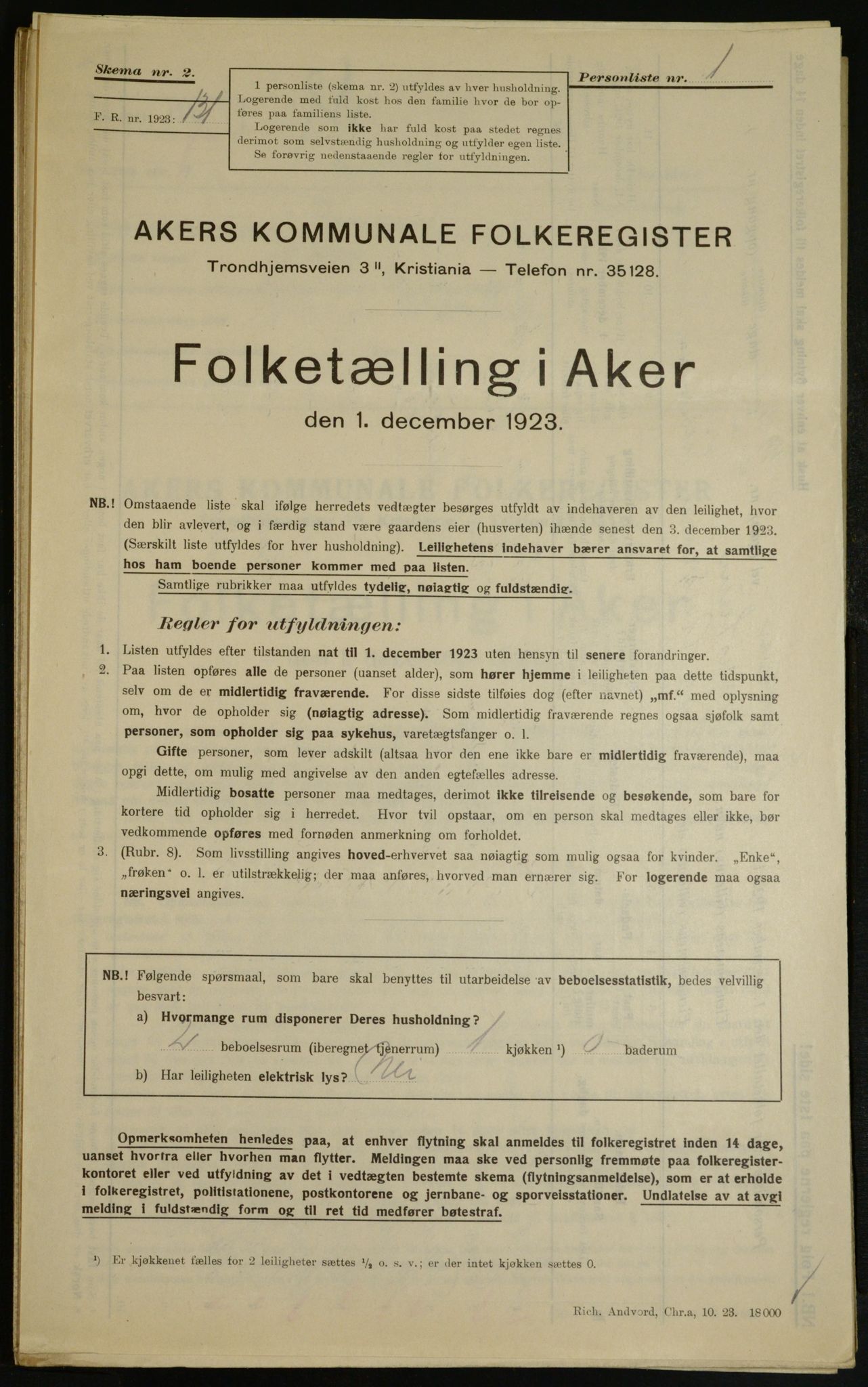 , Kommunal folketelling 1.12.1923 for Aker, 1923, s. 8284