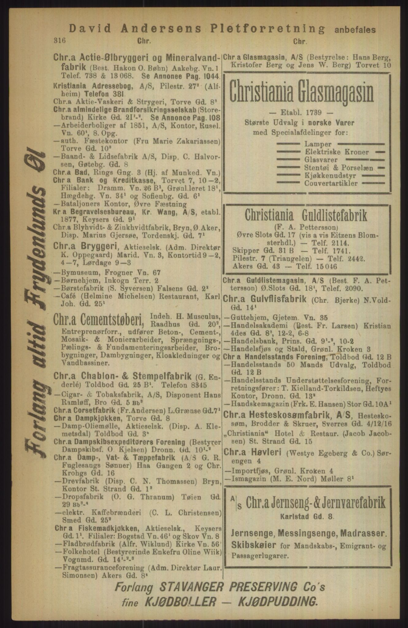 Kristiania/Oslo adressebok, PUBL/-, 1911, s. 316