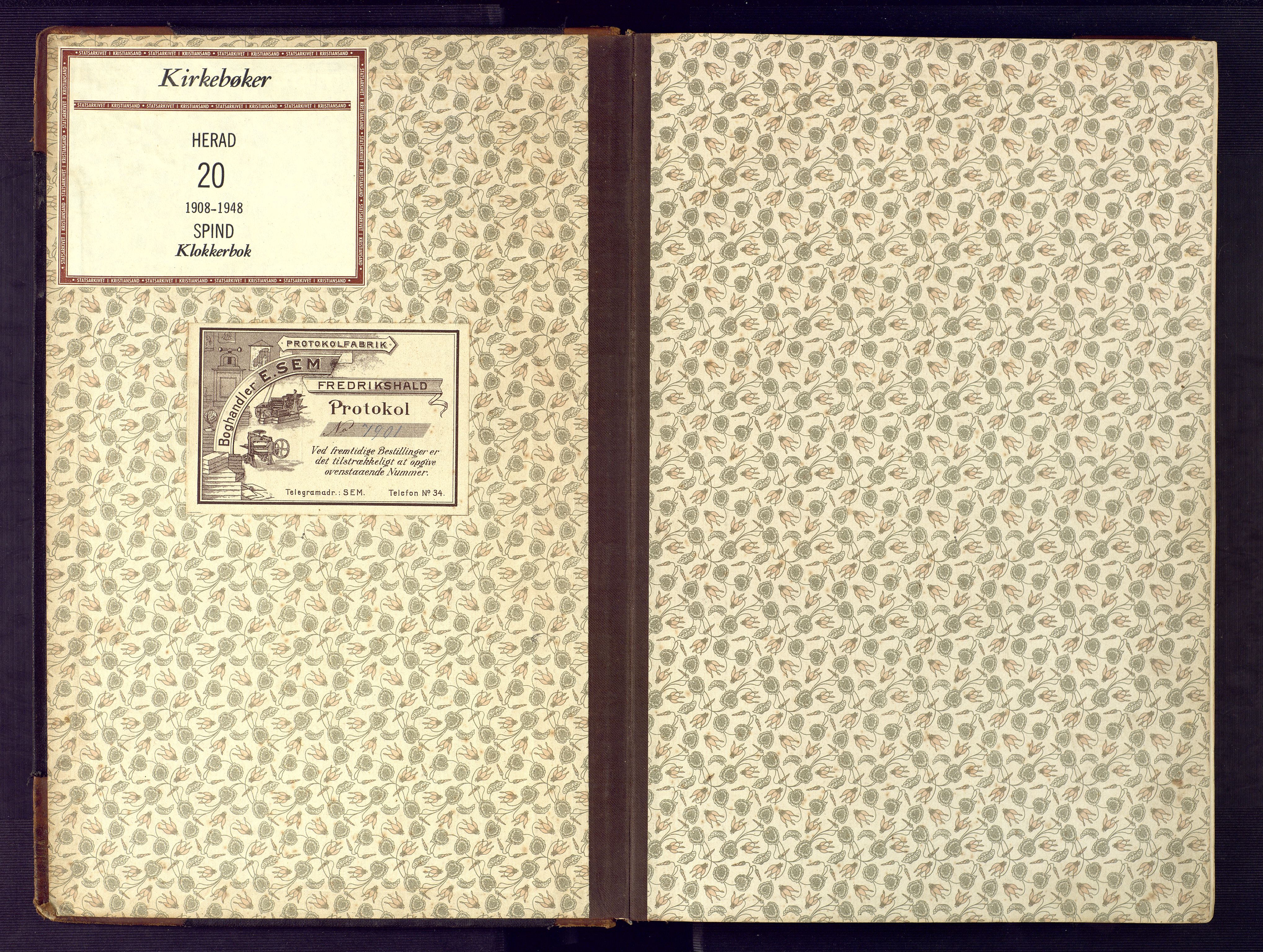 Herad sokneprestkontor, SAK/1111-0018/F/Fb/Fbb/L0005: Klokkerbok nr. B 5, 1908-1949
