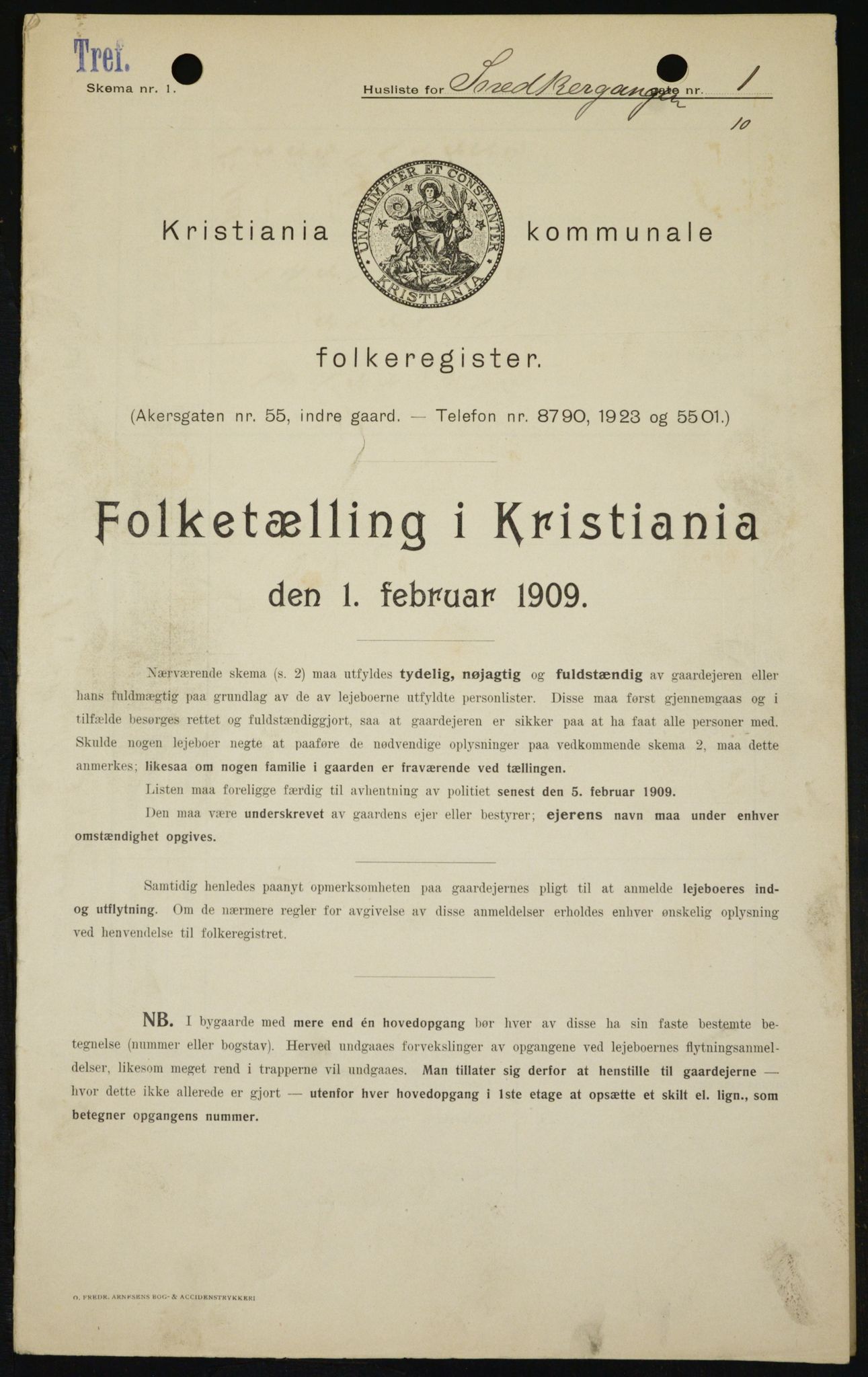 OBA, Kommunal folketelling 1.2.1909 for Kristiania kjøpstad, 1909, s. 88784