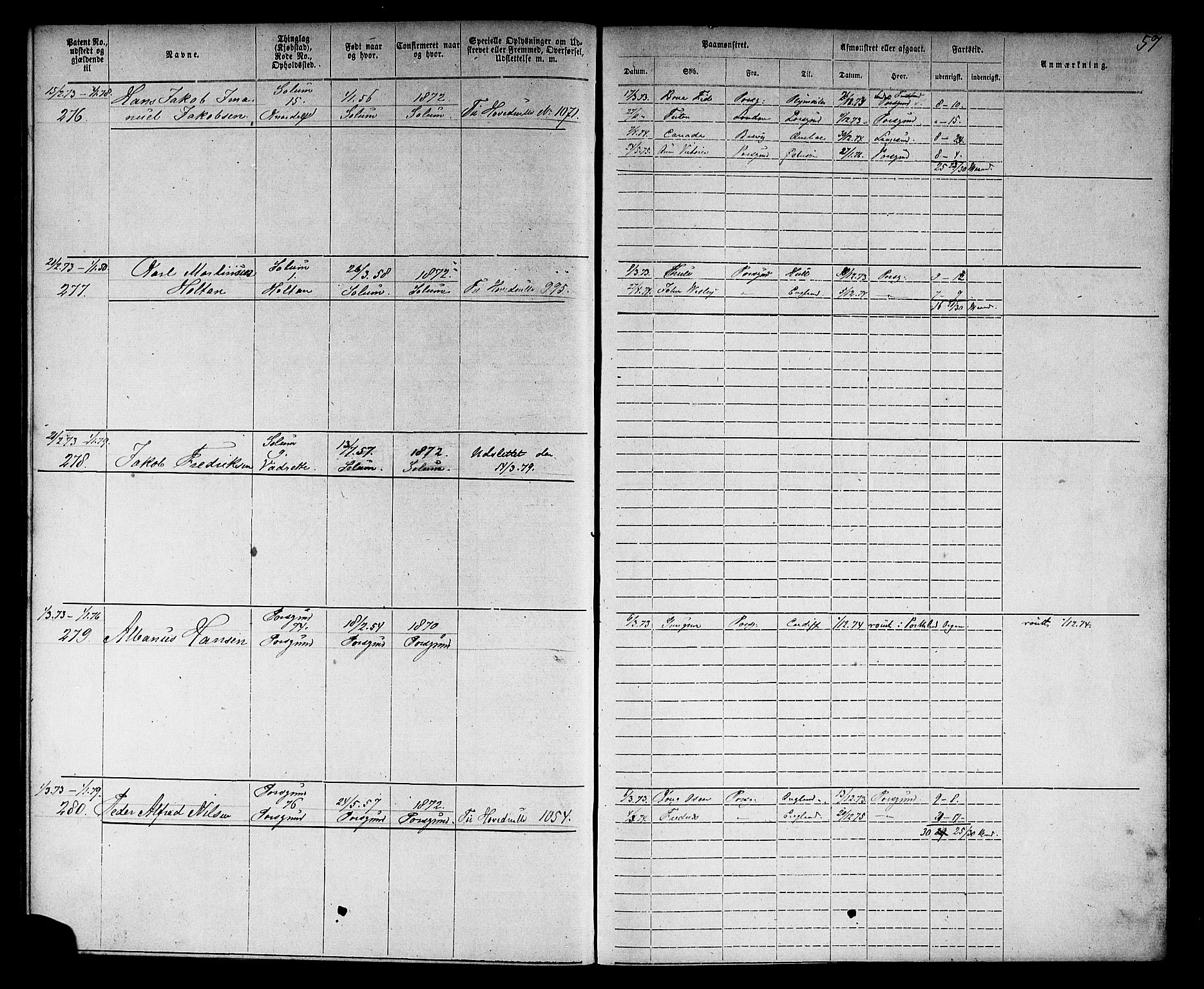 Porsgrunn innrulleringskontor, AV/SAKO-A-829/F/Fb/L0004: Annotasjonsrulle, 1868-1878, s. 58