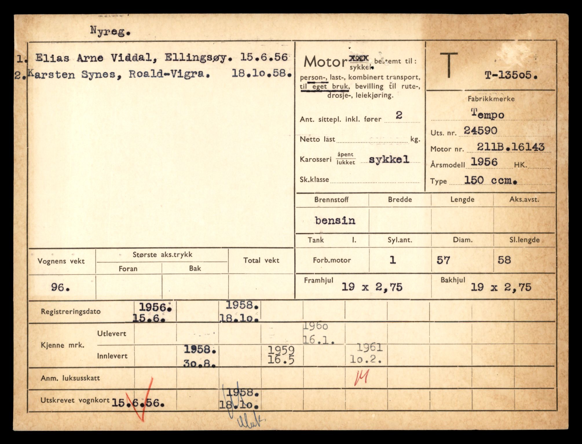Møre og Romsdal vegkontor - Ålesund trafikkstasjon, AV/SAT-A-4099/F/Fe/L0039: Registreringskort for kjøretøy T 13361 - T 13530, 1927-1998, s. 2564