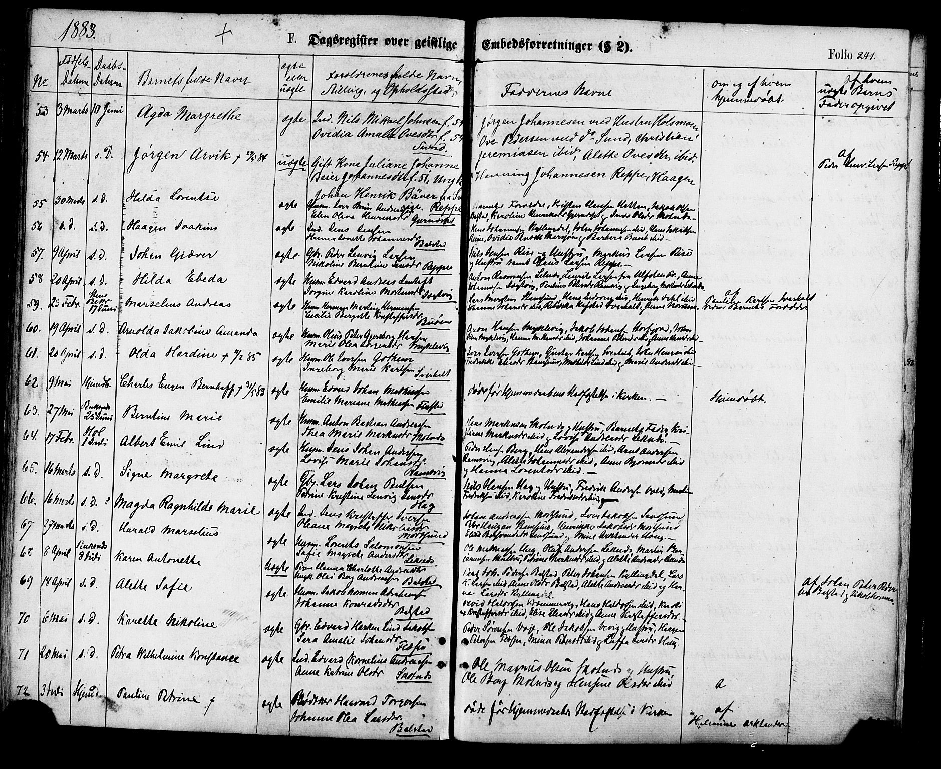 Ministerialprotokoller, klokkerbøker og fødselsregistre - Nordland, AV/SAT-A-1459/881/L1166: Klokkerbok nr. 881C03, 1876-1885, s. 241