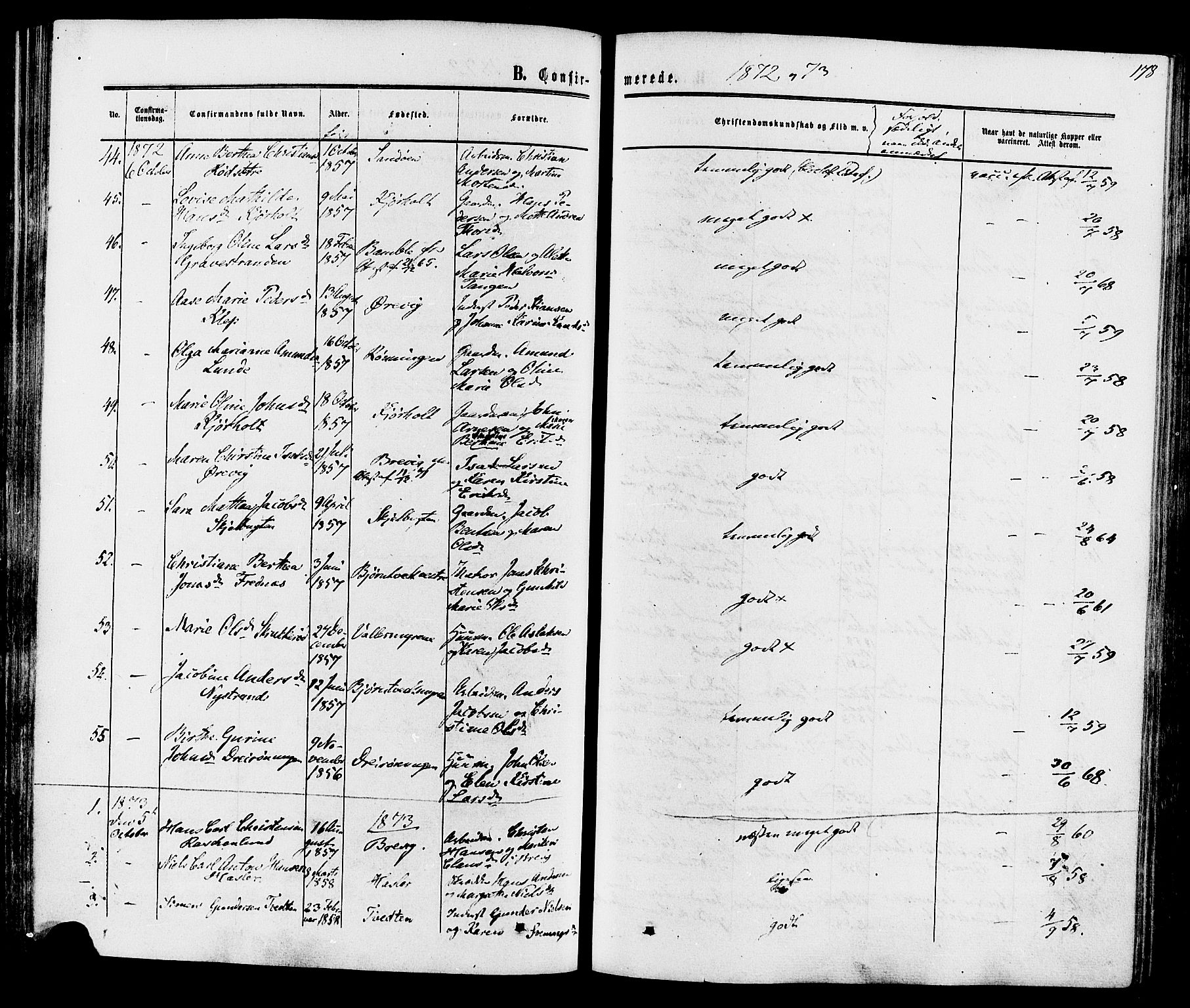 Eidanger kirkebøker, AV/SAKO-A-261/F/Fa/L0010: Ministerialbok nr. 10, 1859-1874, s. 178