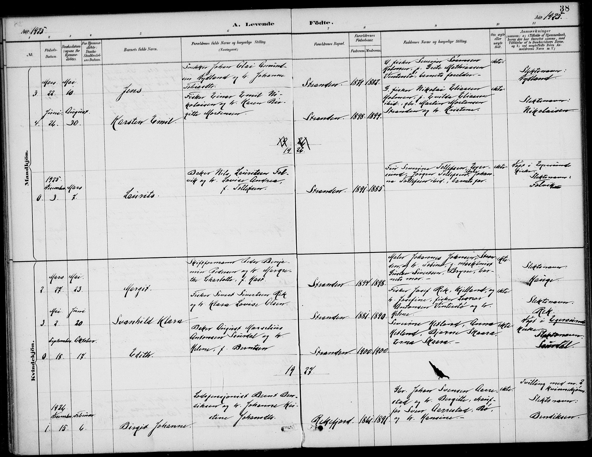 Sokndal sokneprestkontor, AV/SAST-A-101808: Ministerialbok nr. A 12, 1887-1927, s. 38