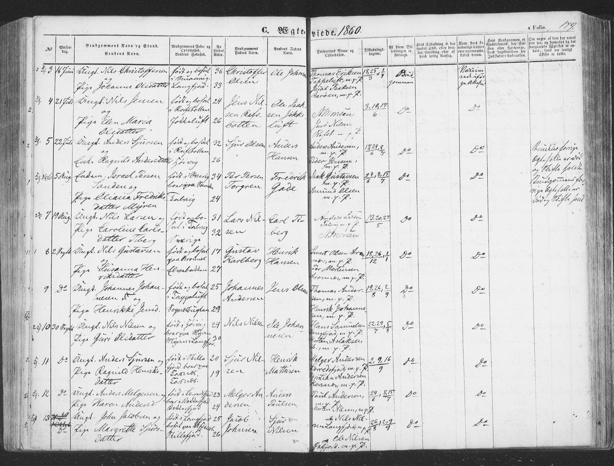 Talvik sokneprestkontor, AV/SATØ-S-1337/H/Ha/L0010kirke: Ministerialbok nr. 10, 1852-1864, s. 179
