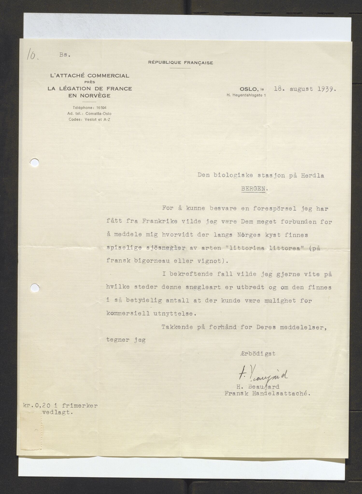 Bergens Museum, AV/SAB-A-17301/13/D/L0002: Korrespondanse , 1928-1940, s. 341