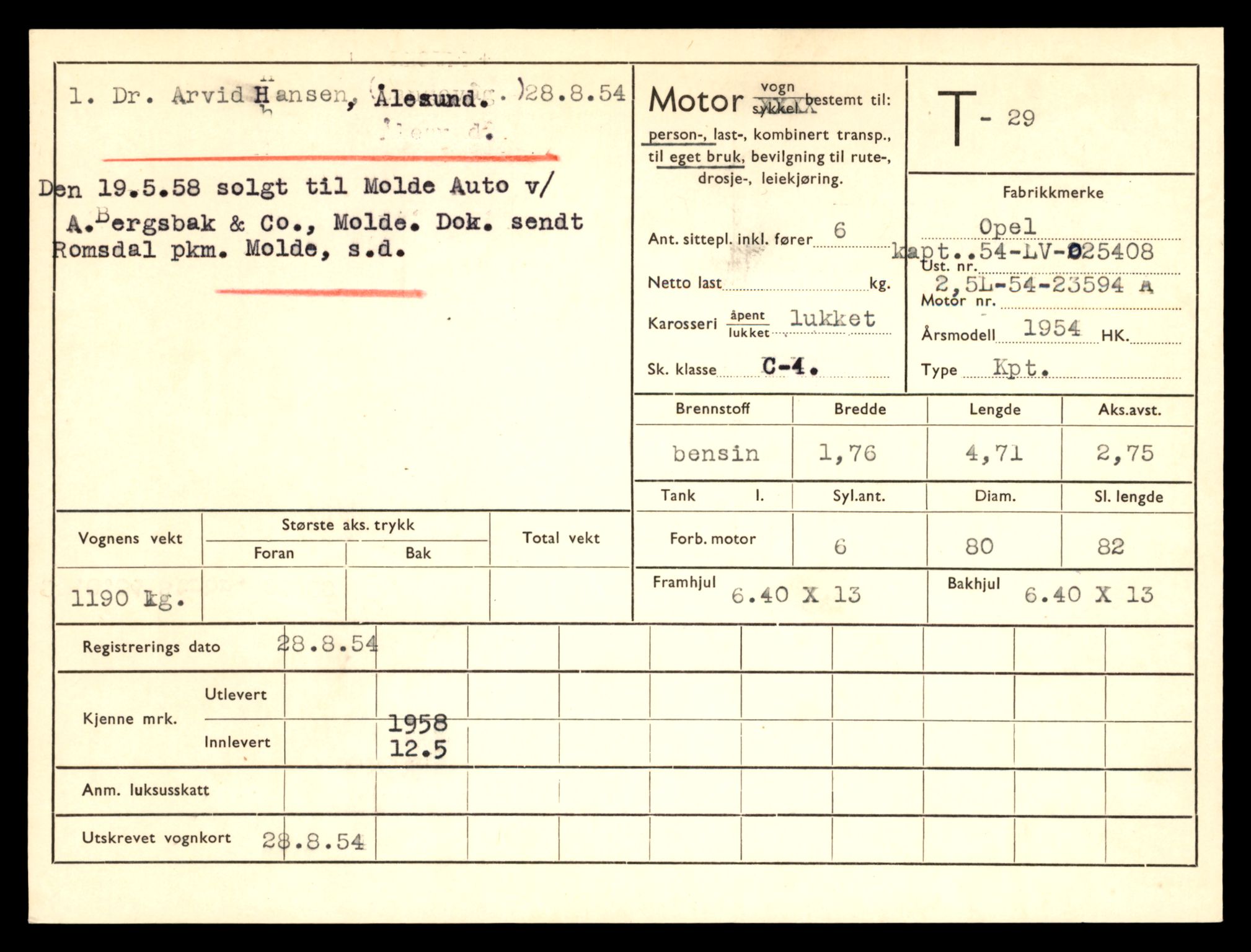 Møre og Romsdal vegkontor - Ålesund trafikkstasjon, AV/SAT-A-4099/F/Fe/L0001: Registreringskort for kjøretøy T 3 - T 127, 1927-1998, s. 653