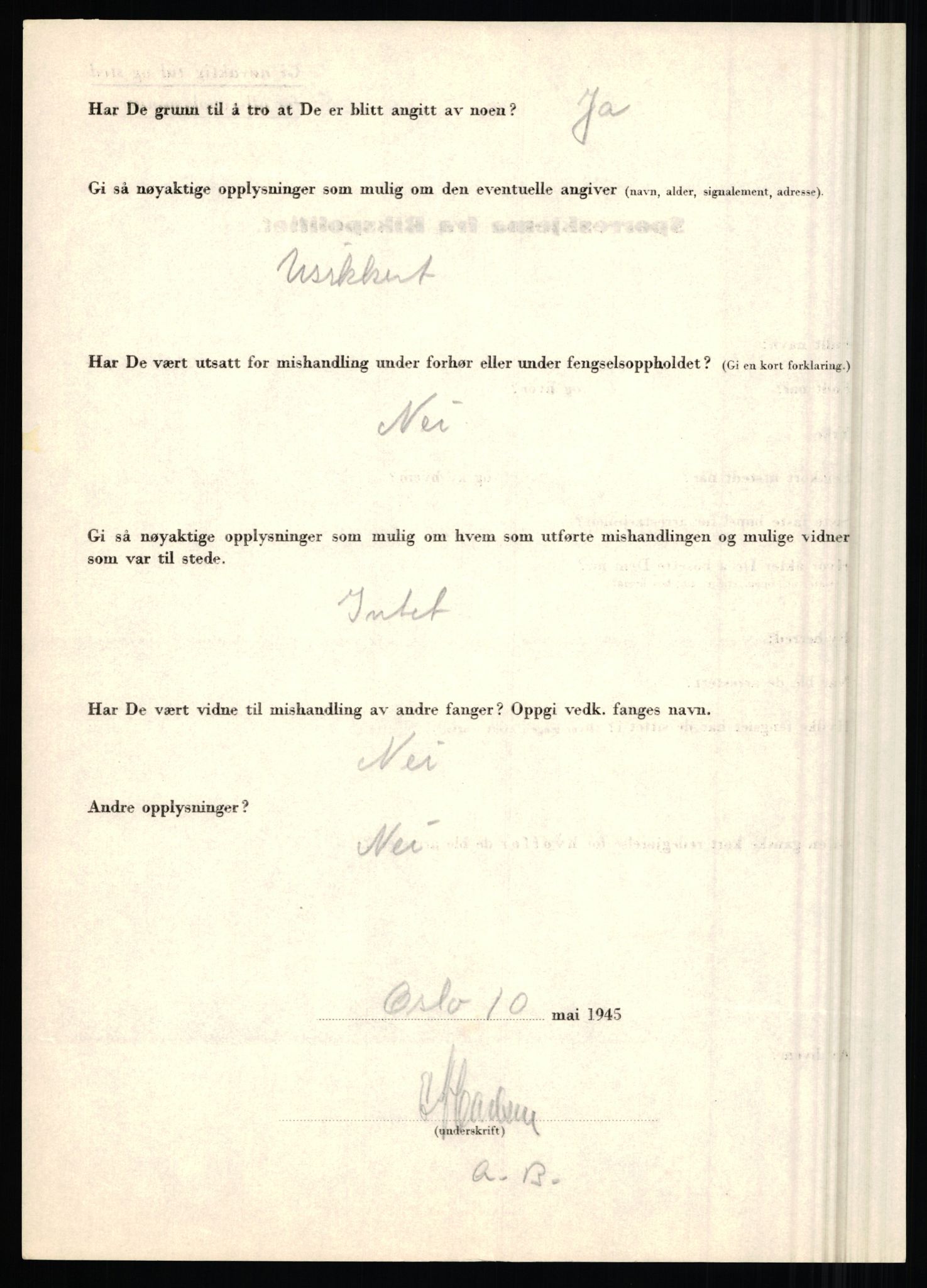 Rikspolitisjefen, AV/RA-S-1560/L/L0009: Karlsen, Aksel Emanuel - Kristiansen, Øivind Vetre, 1940-1945, s. 34