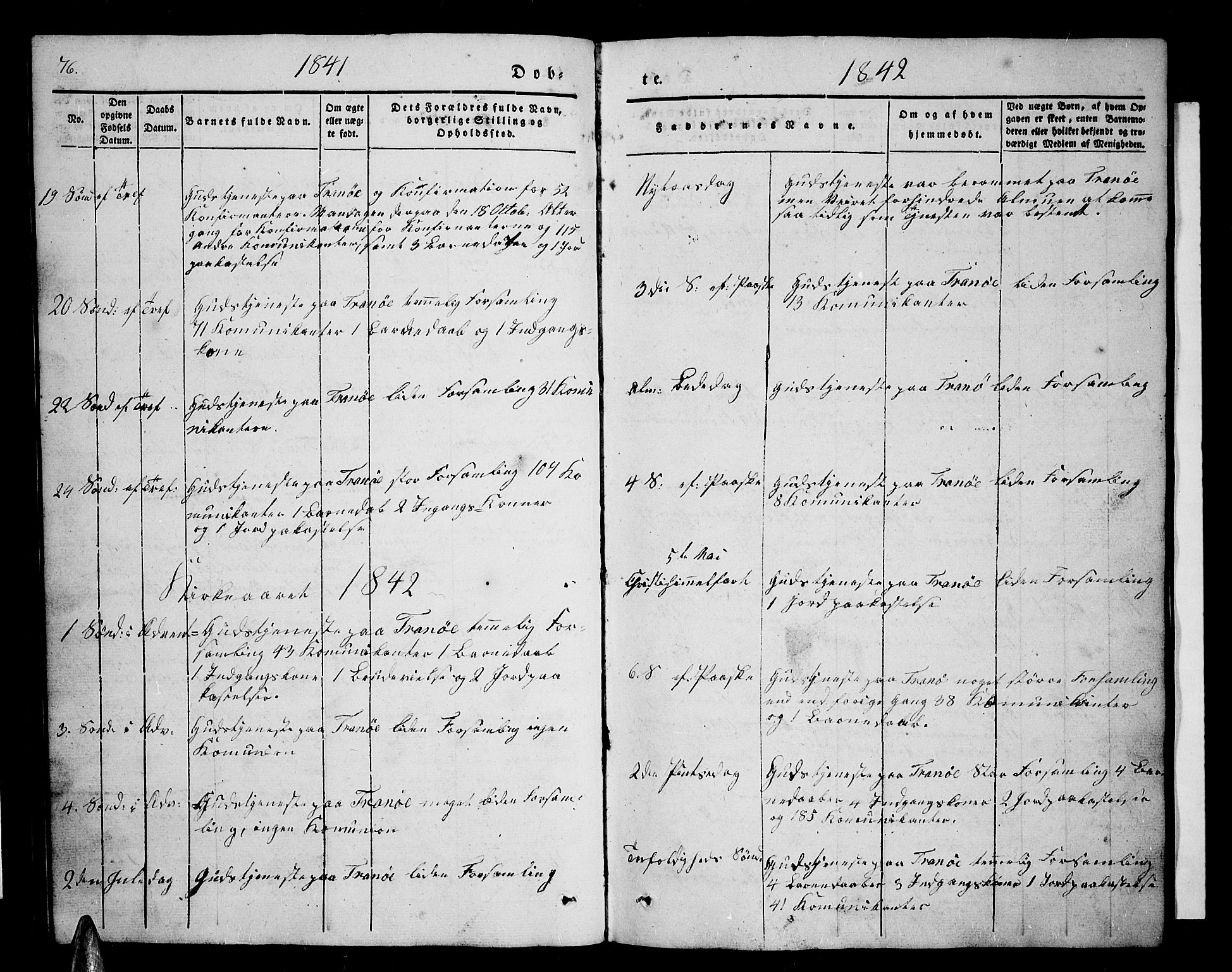 Tranøy sokneprestkontor, AV/SATØ-S-1313/I/Ia/Iab/L0001klokker: Klokkerbok nr. 1, 1835-1853, s. 76