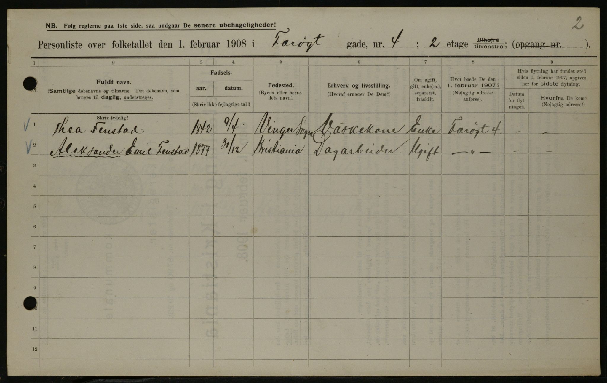 OBA, Kommunal folketelling 1.2.1908 for Kristiania kjøpstad, 1908, s. 25706