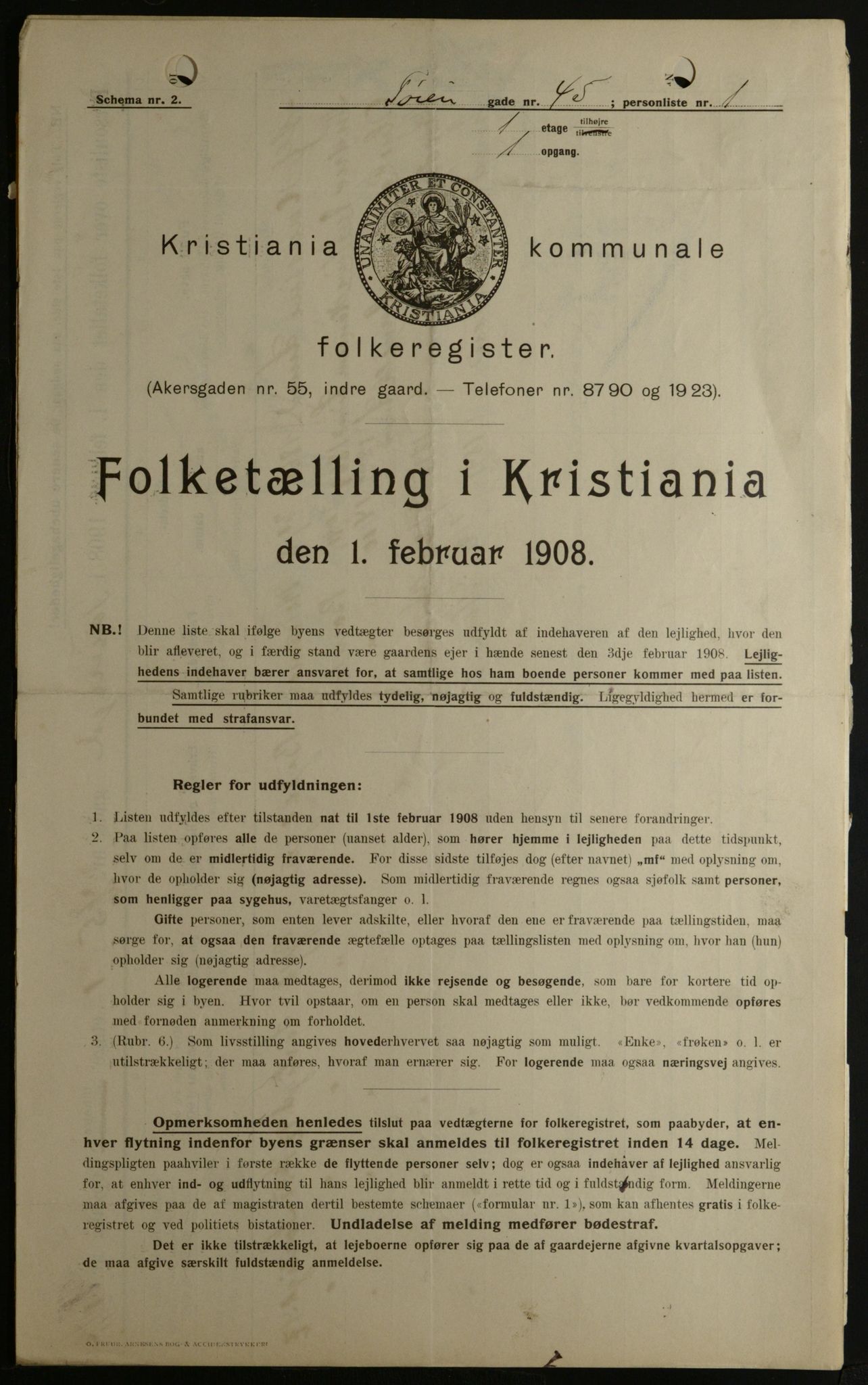 OBA, Kommunal folketelling 1.2.1908 for Kristiania kjøpstad, 1908, s. 106579