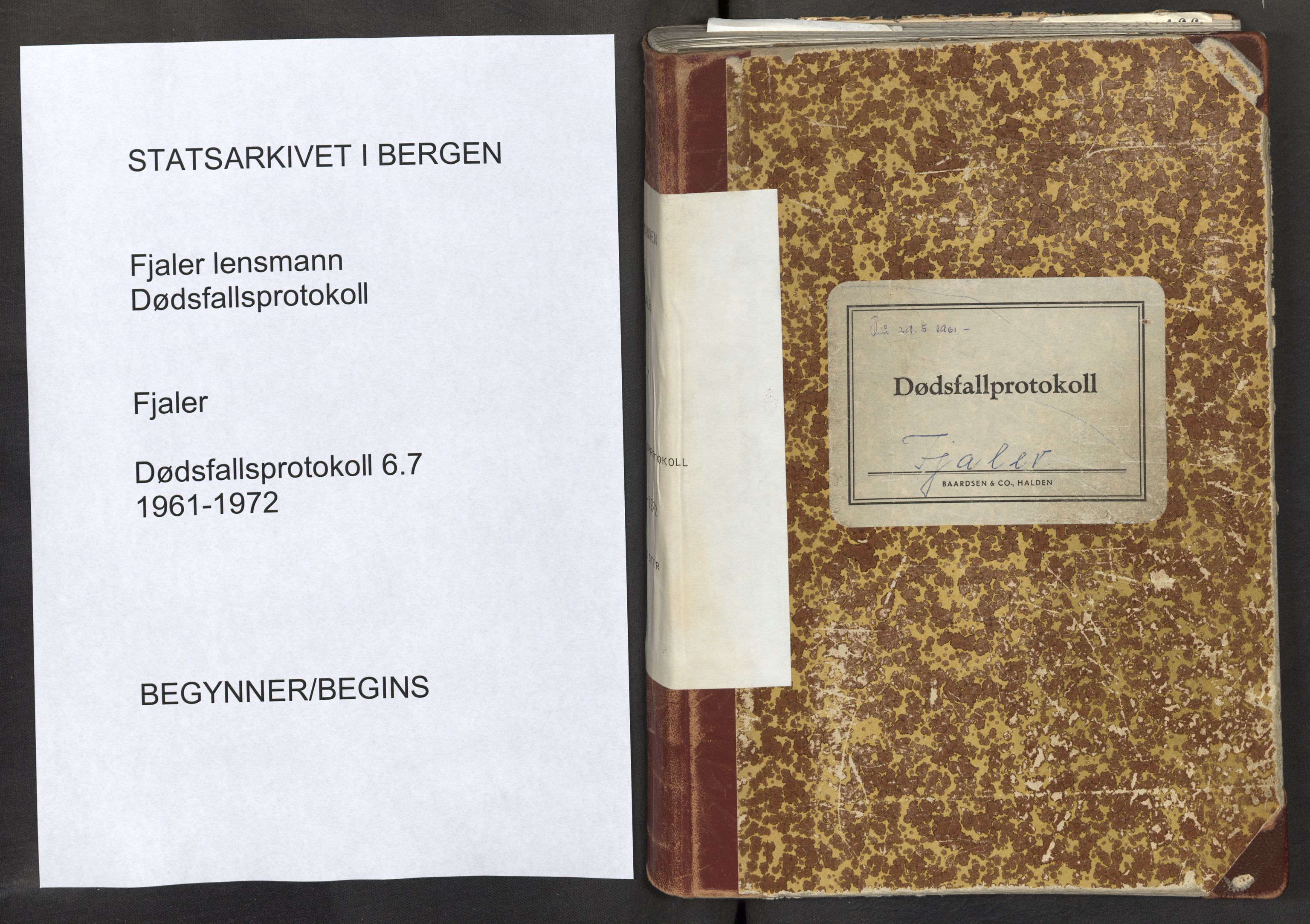 Lensmannen i Fjaler, AV/SAB-A-27201/0006/L0007: Dødsfallprotokoll, 1961-1972