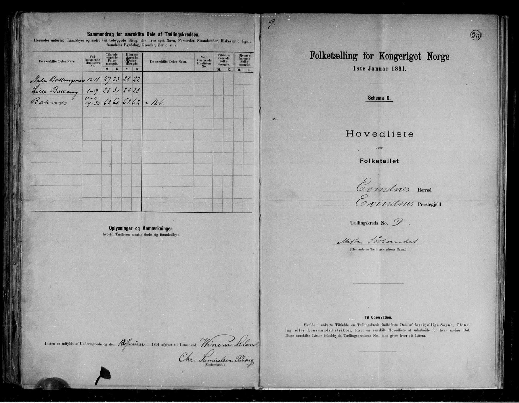 RA, Folketelling 1891 for 1853 Evenes herred, 1891, s. 21