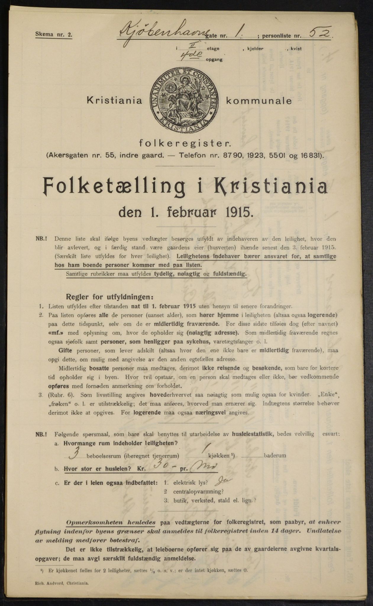 OBA, Kommunal folketelling 1.2.1915 for Kristiania, 1915, s. 54490