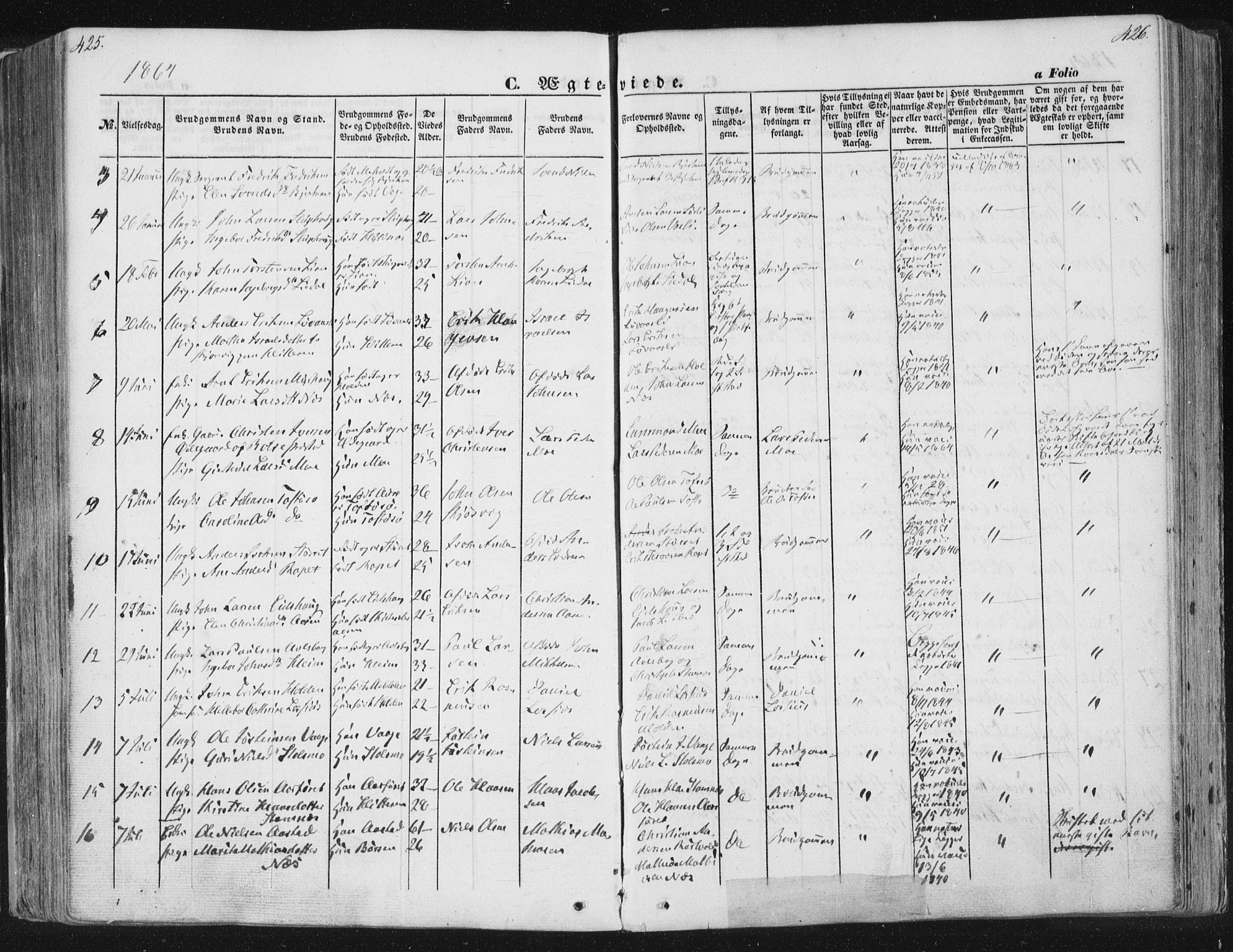 Ministerialprotokoller, klokkerbøker og fødselsregistre - Sør-Trøndelag, SAT/A-1456/630/L0494: Ministerialbok nr. 630A07, 1852-1868, s. 425-426