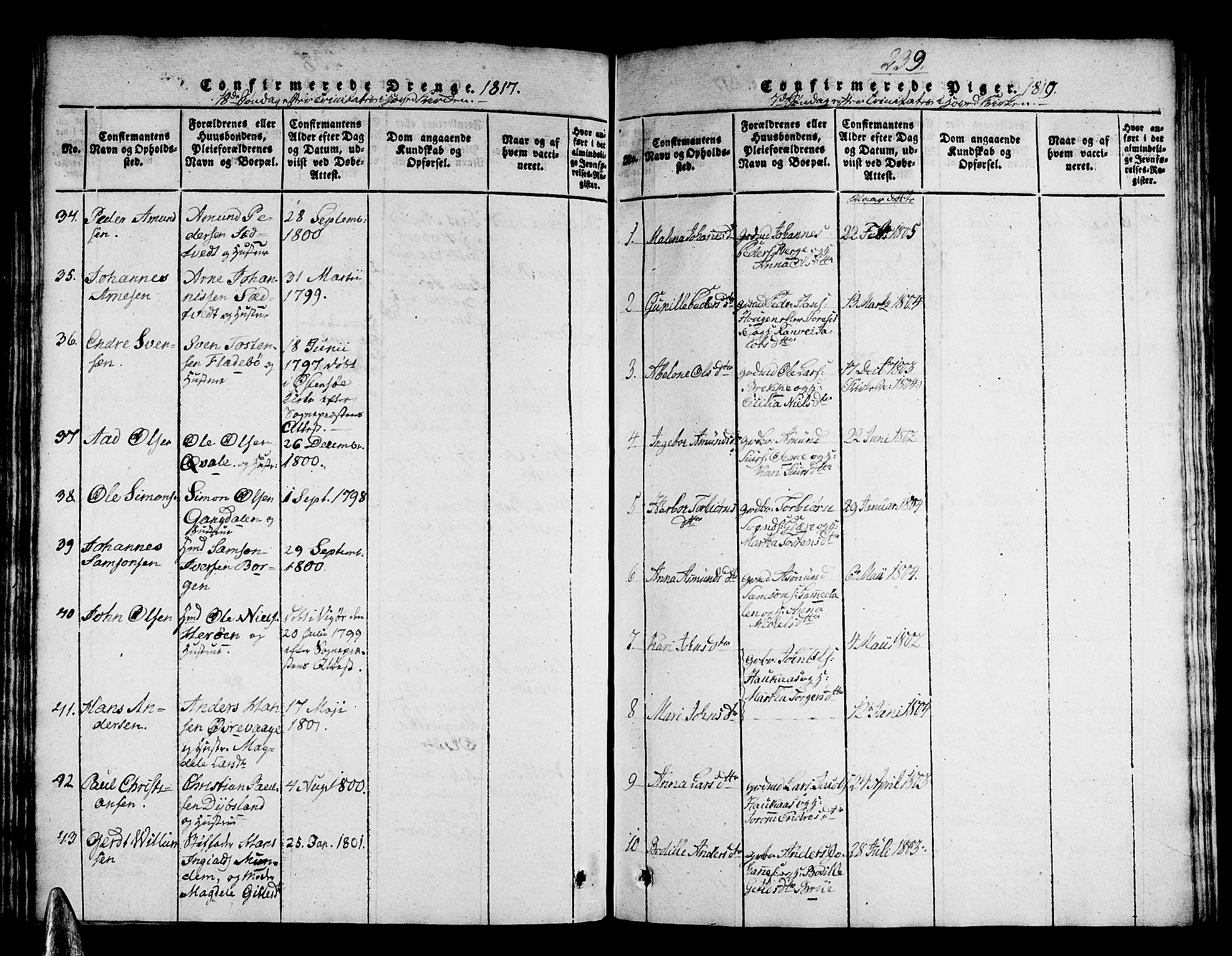 Strandebarm sokneprestembete, SAB/A-78401/H/Haa: Ministerialbok nr. A 5, 1816-1826, s. 239