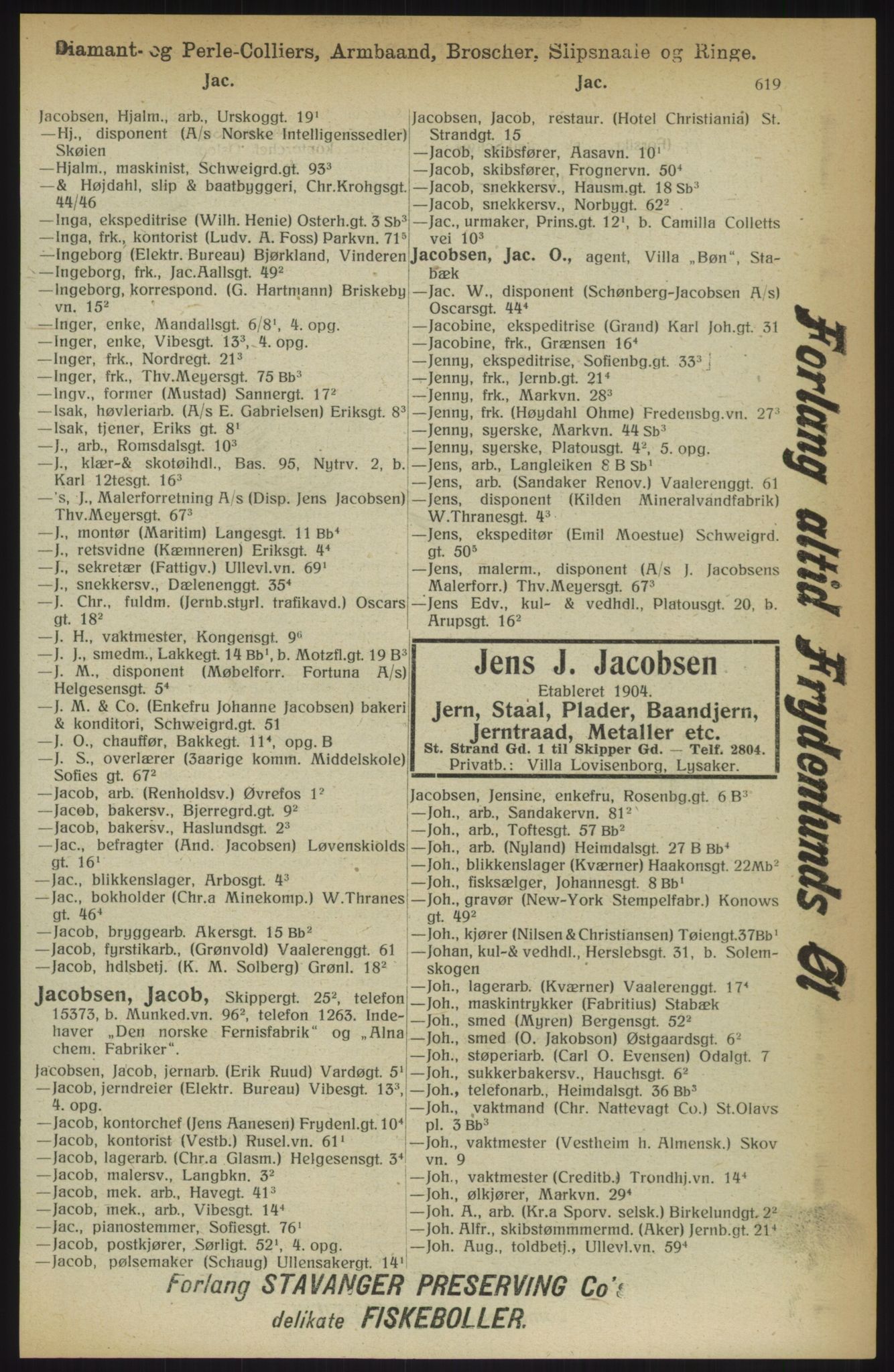 Kristiania/Oslo adressebok, PUBL/-, 1914, s. 619