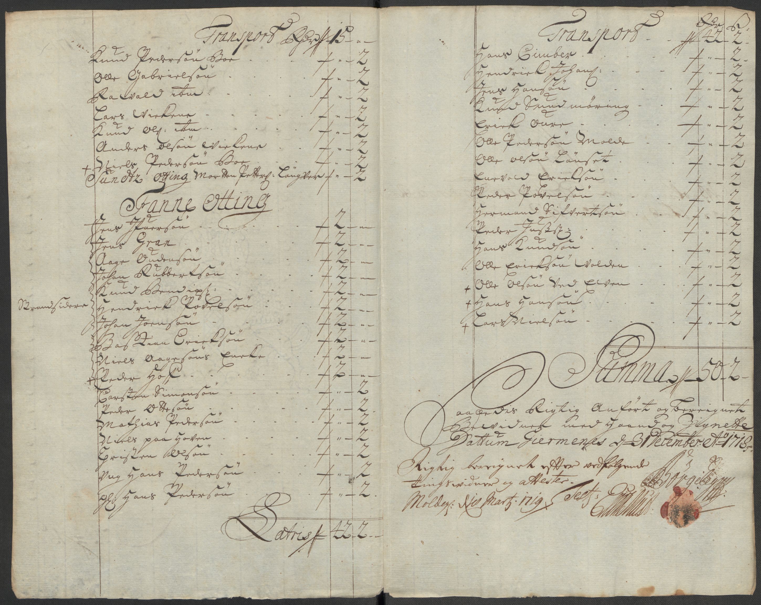 Rentekammeret inntil 1814, Reviderte regnskaper, Fogderegnskap, RA/EA-4092/R55/L3665: Fogderegnskap Romsdal, 1718, s. 100