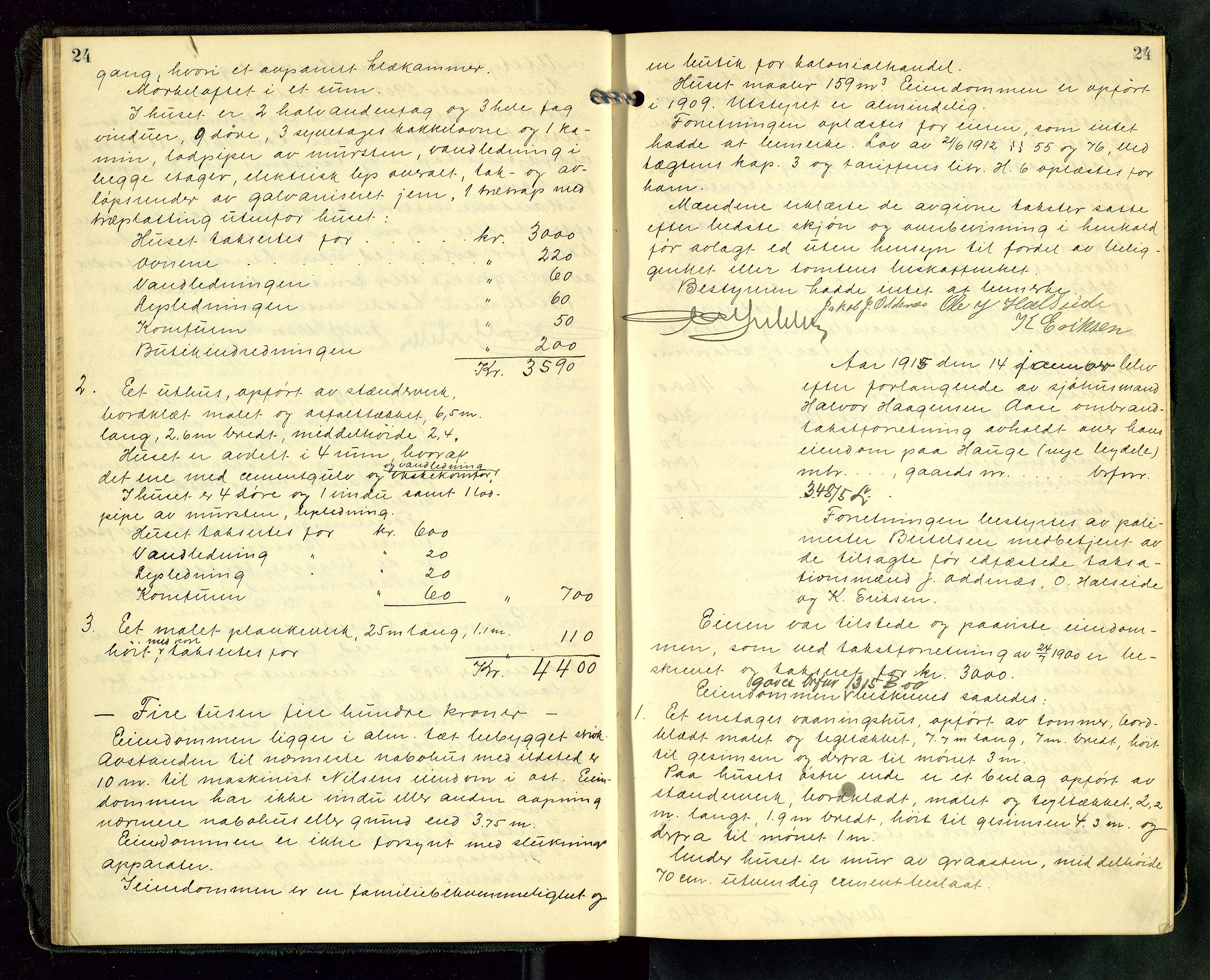 Norges Brannkasse Haugesund, AV/SAST-A-102142/0002/O/L0008: Branntakstprotokoll, 1914-1917, s. 24