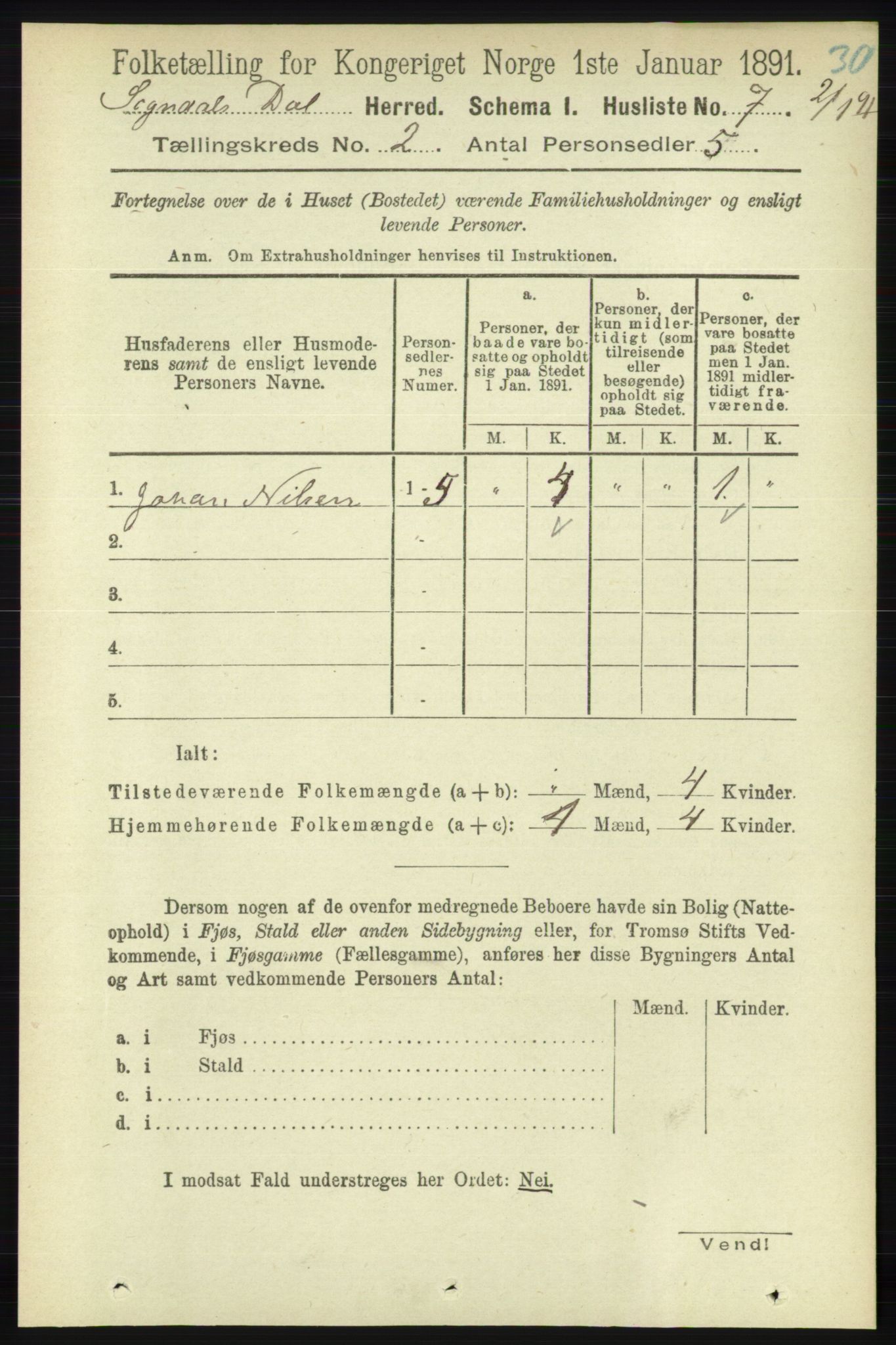 RA, Folketelling 1891 for 1111 Sokndal herred, 1891, s. 431