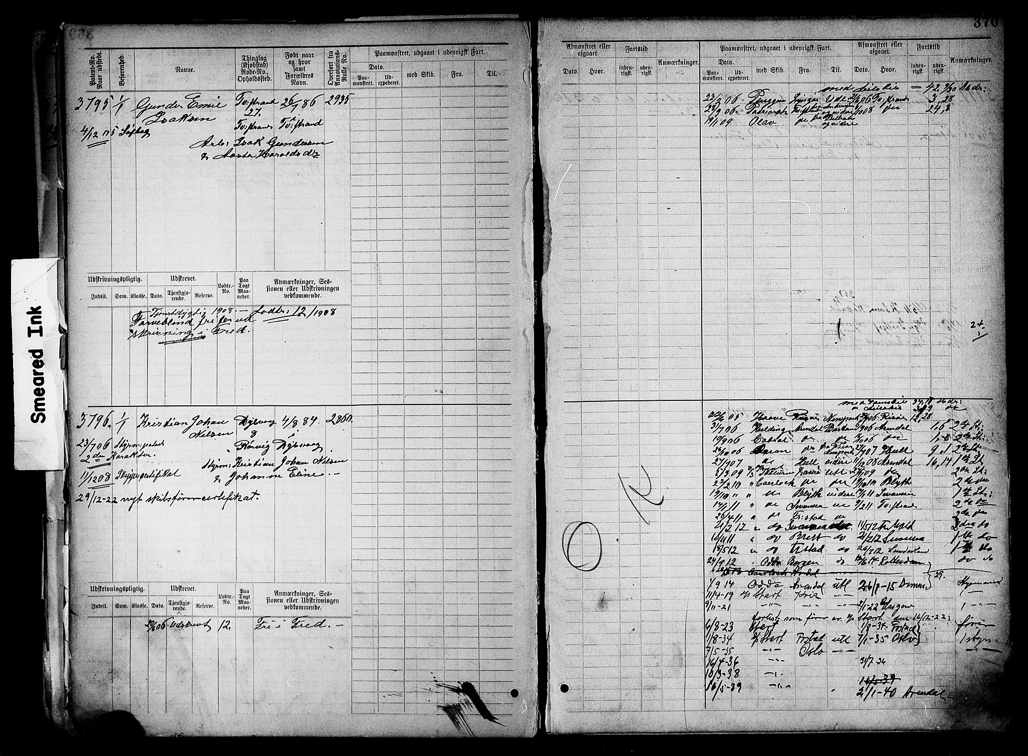 Tvedestrand mønstringskrets, SAK/2031-0011/F/Fb/L0019: Hovedrulle nr 3057-3818, U-35, 1892-1906, s. 382