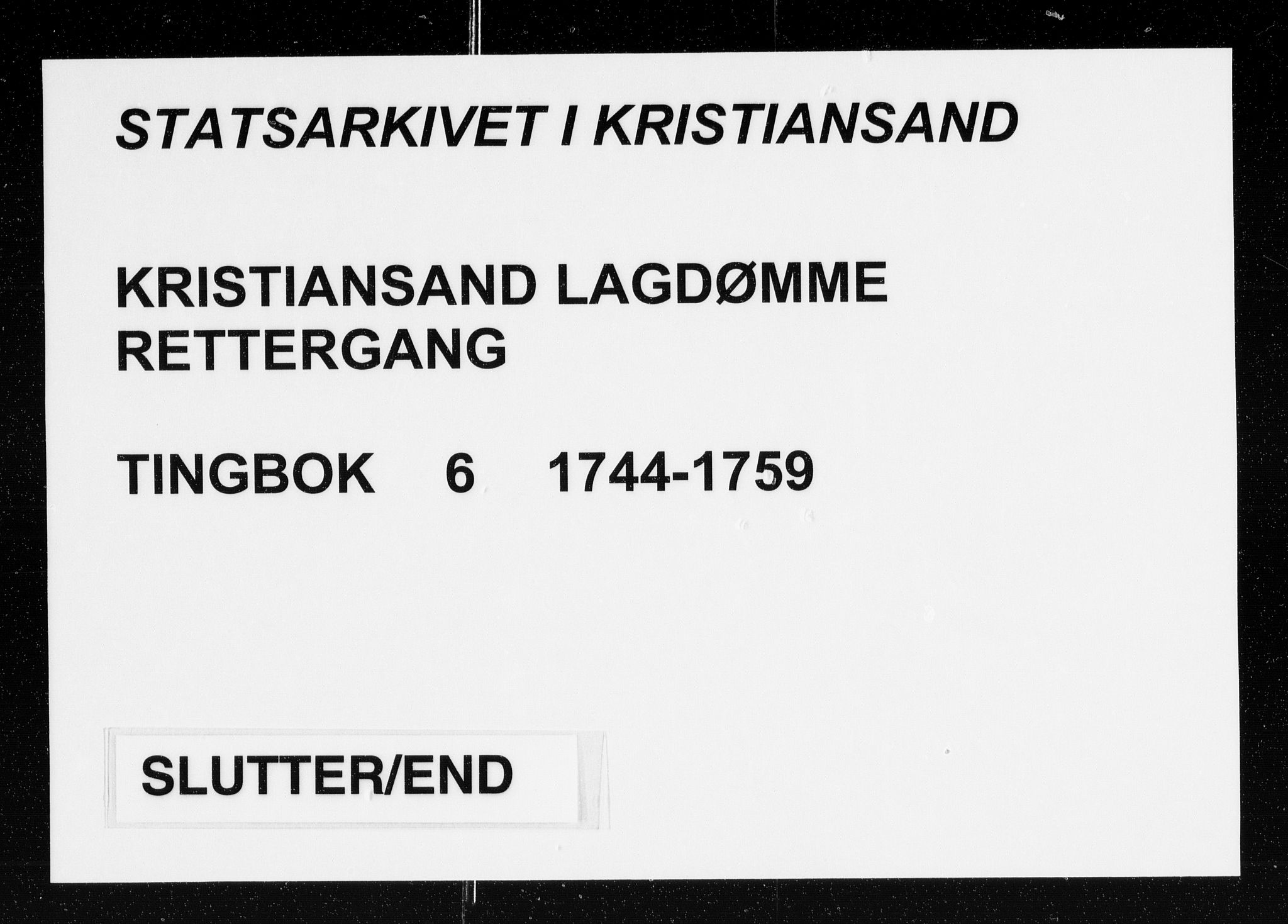 Kristiansand lagdømme, AV/SAK-1232-0001/F/Fb/L0006: Tingbok med register, 1744-1759