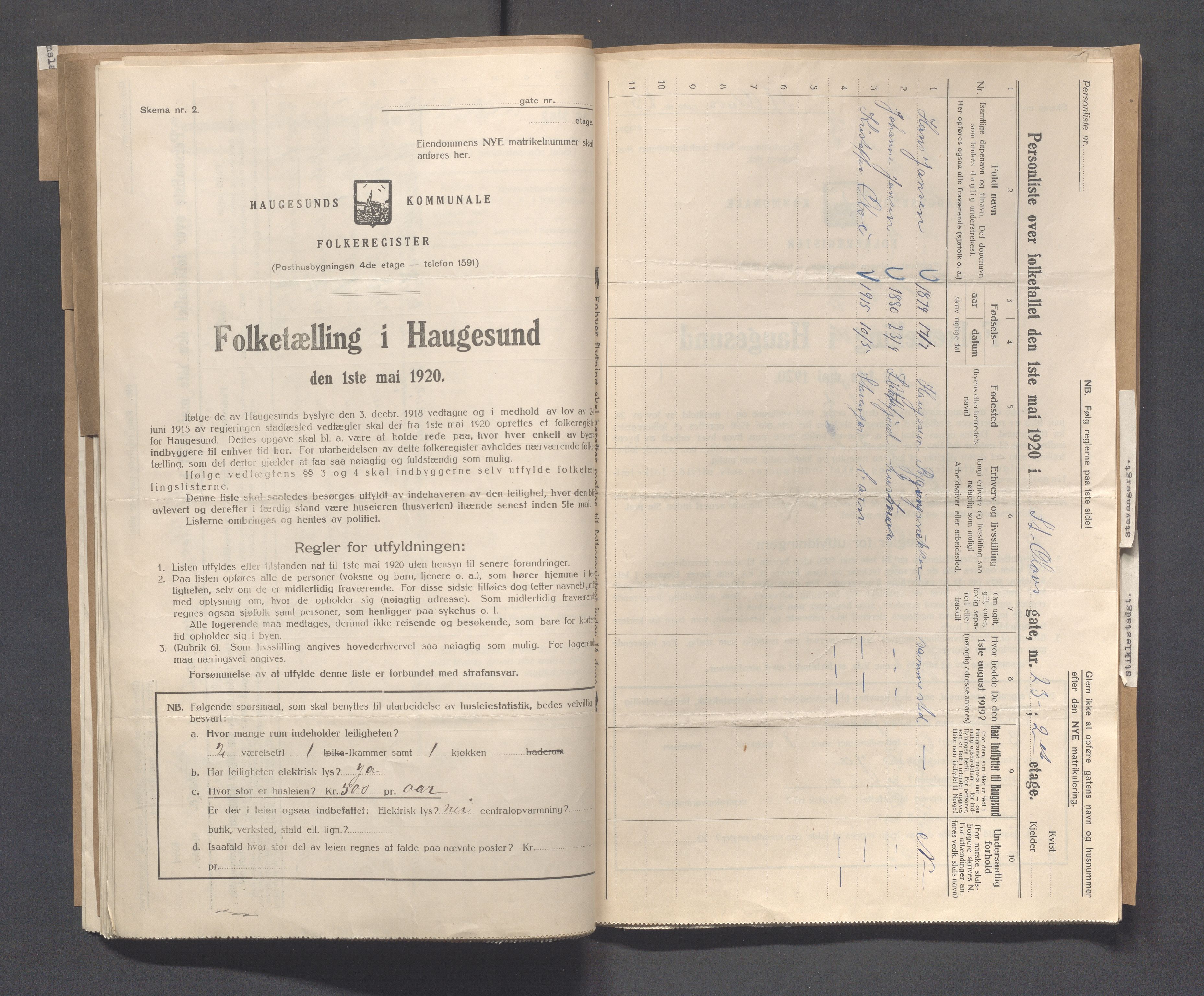 IKAR, Kommunal folketelling 1.5.1920 for Haugesund, 1920, s. 4070