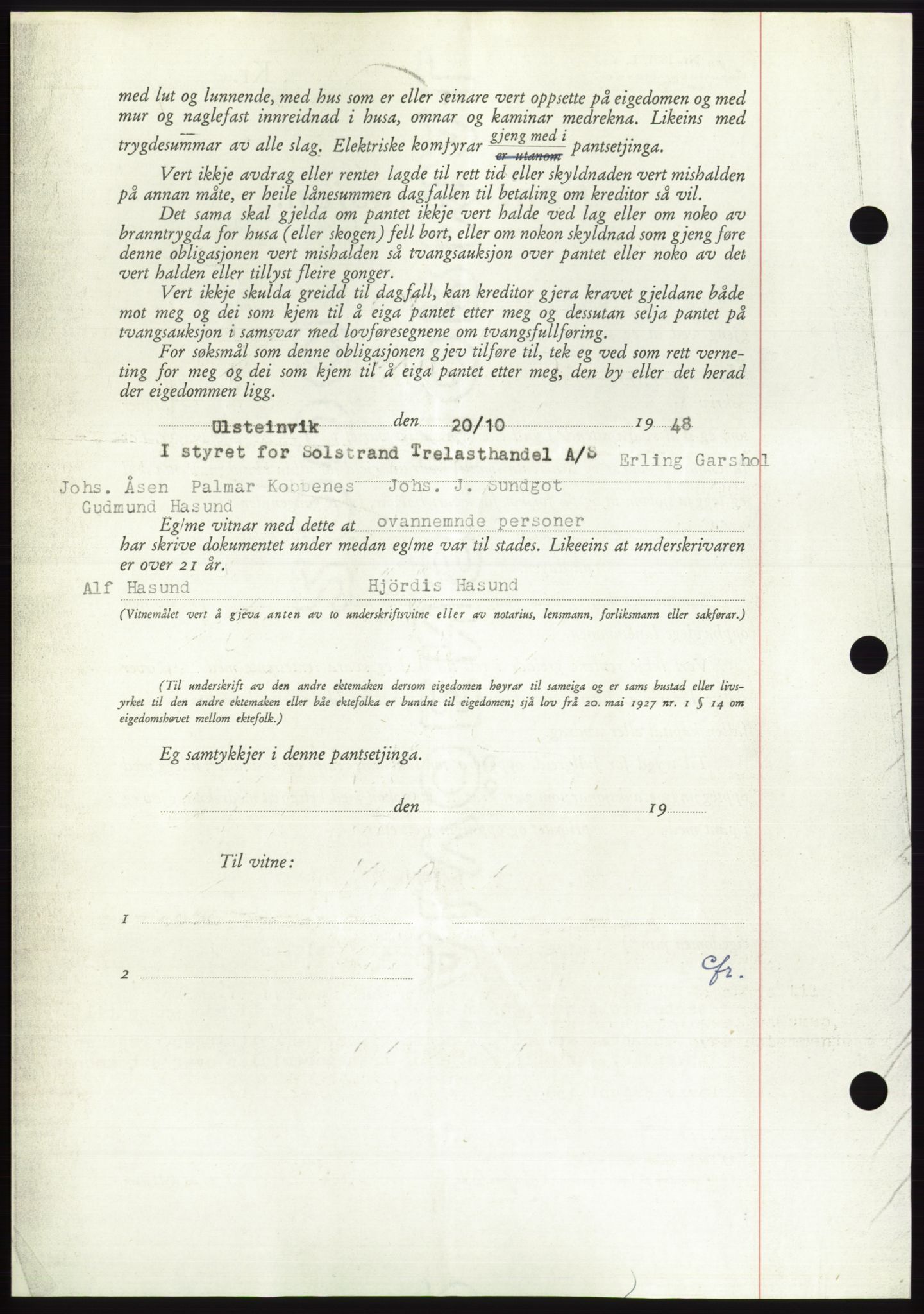 Søre Sunnmøre sorenskriveri, AV/SAT-A-4122/1/2/2C/L0116: Pantebok nr. 4B, 1948-1949, Dagboknr: 1573/1948