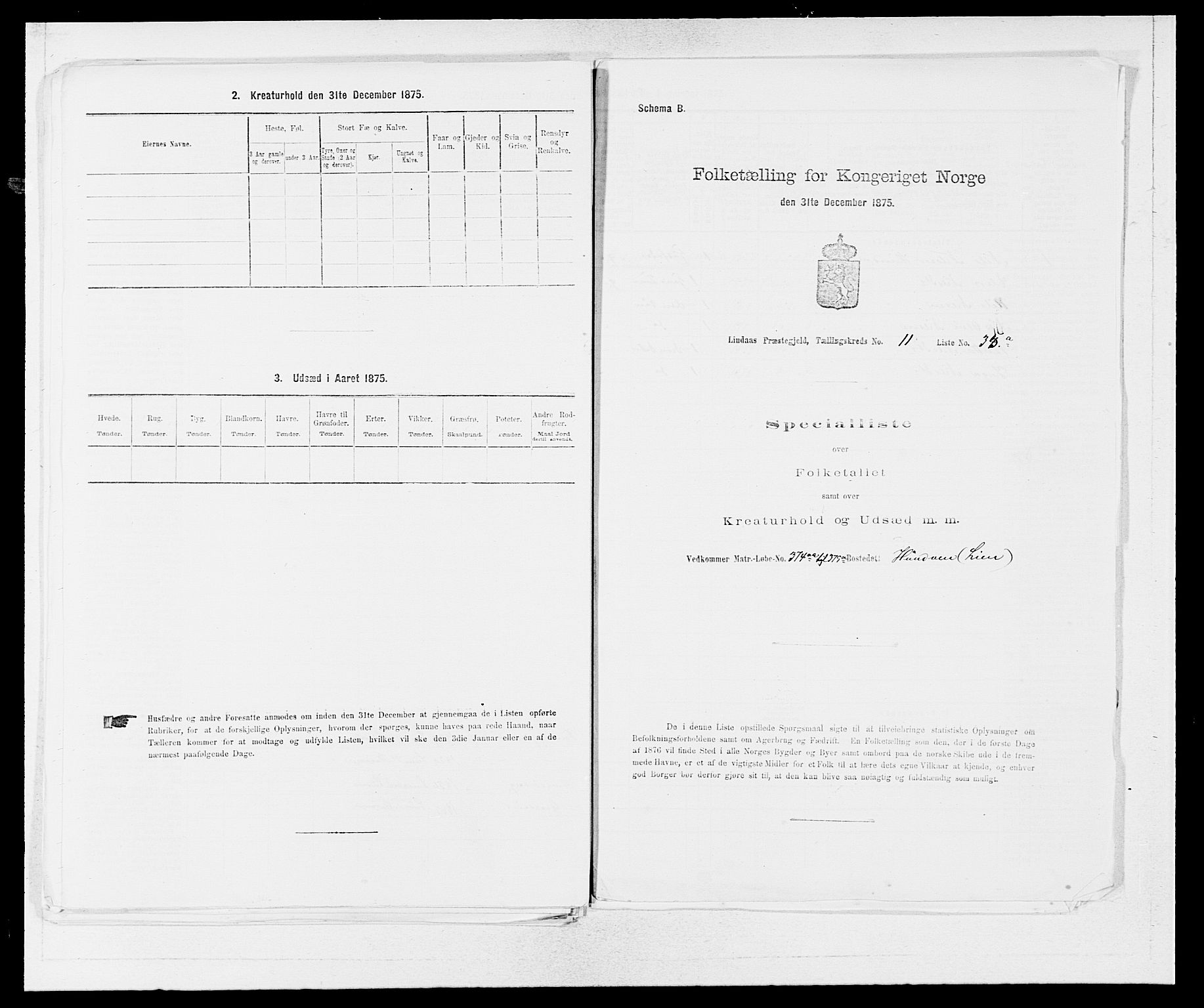 SAB, Folketelling 1875 for 1263P Lindås prestegjeld, 1875, s. 1167